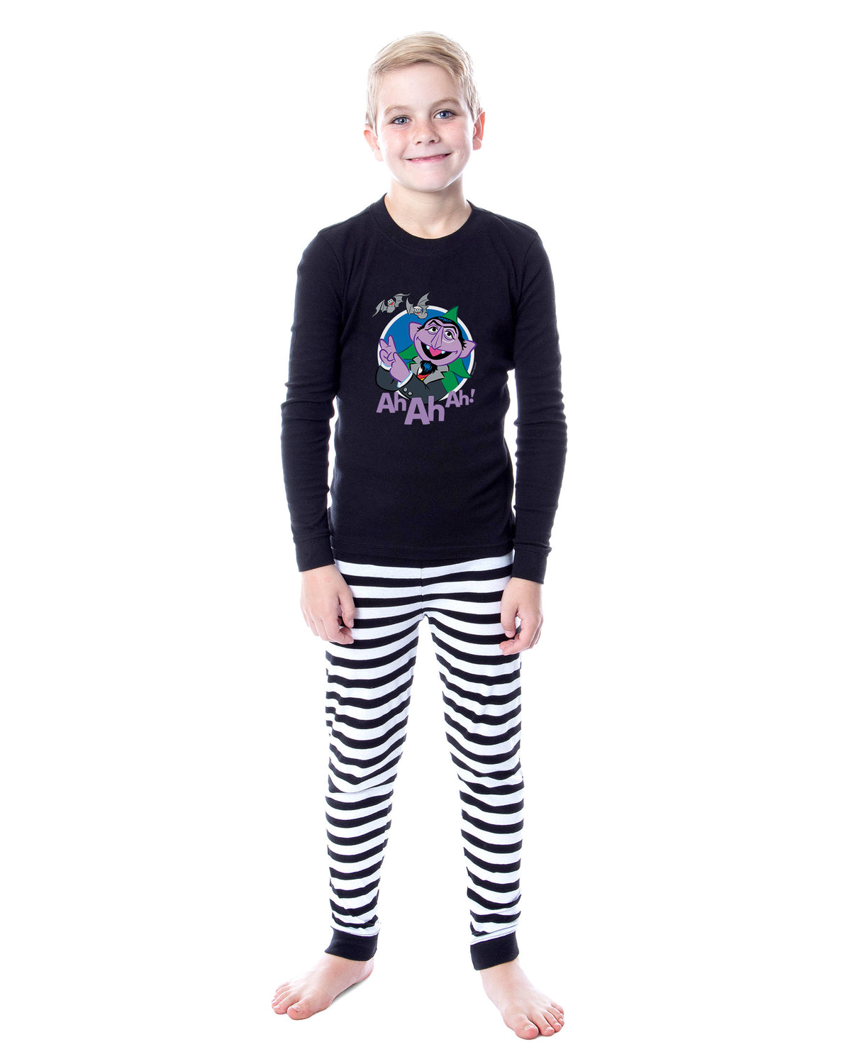 Sesame Street Count Von Count Ah Ah Ah Boys' 2 Piece Long Sleeve Pajama Set