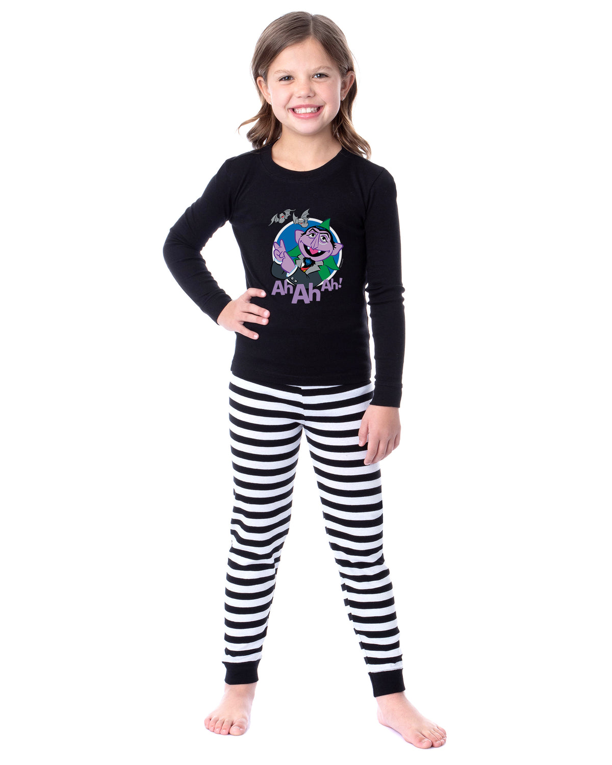 Sesame Street Count Von Count Ah Ah Ah Boys' 2 Piece Long Sleeve Pajama Set