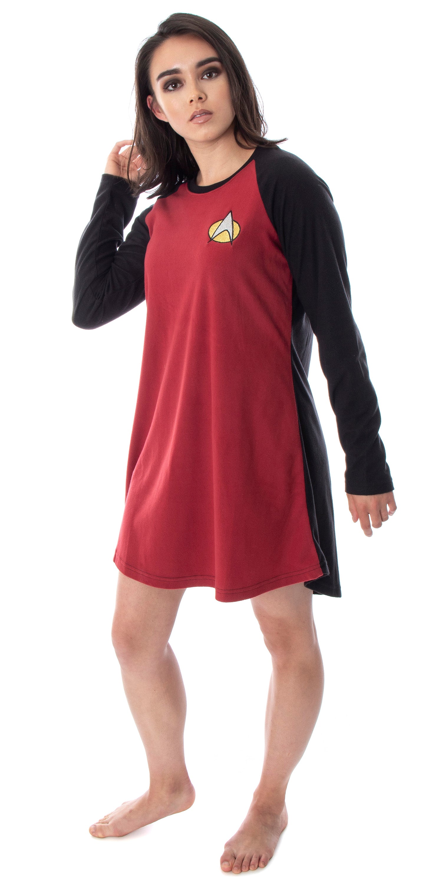 Star Trek Next Generation Women's Juniors Picard Raglan Nightgown Sleep Shirt