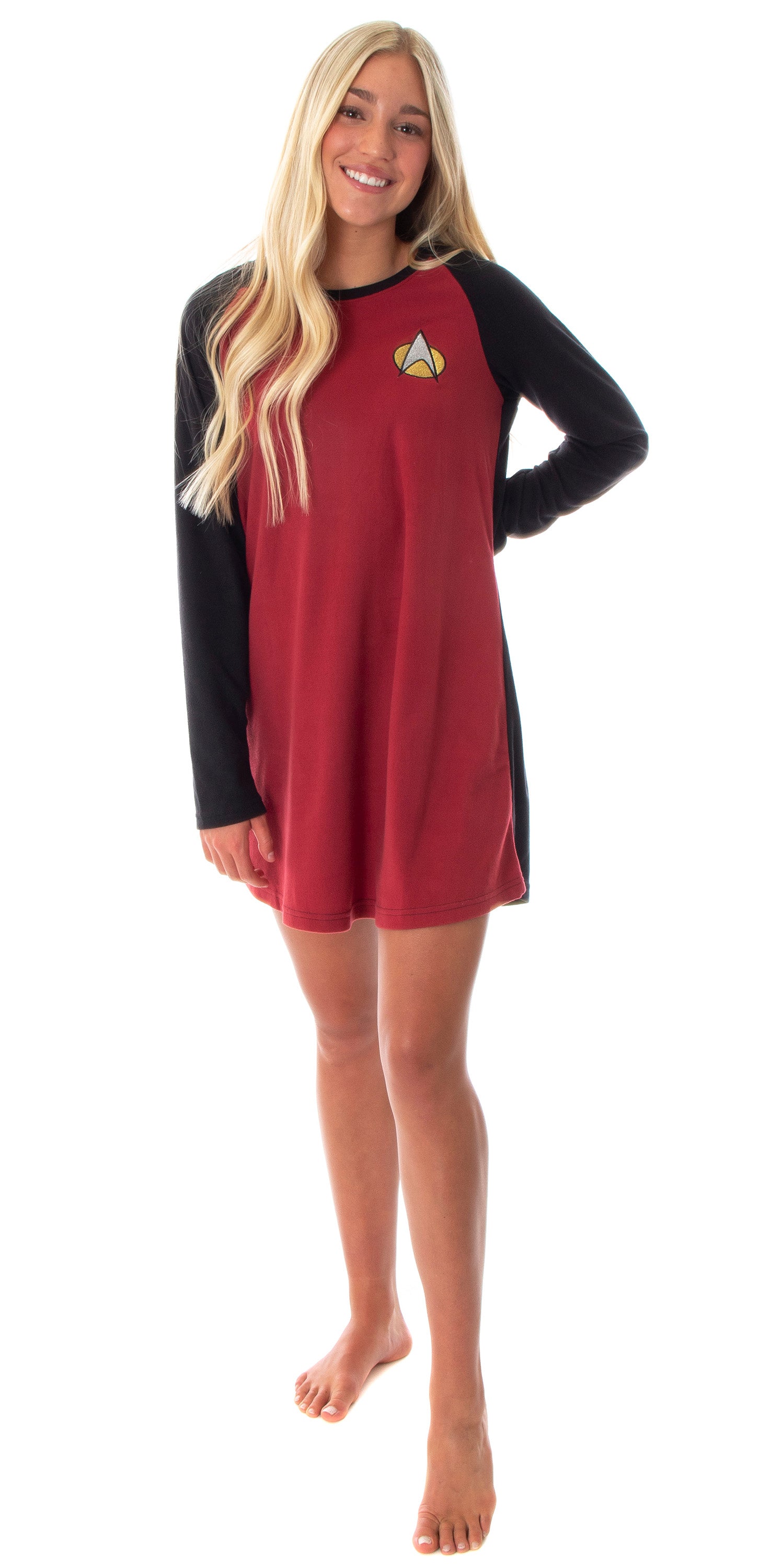 Star Trek Next Generation Women's Juniors Picard Raglan Nightgown Sleep Shirt