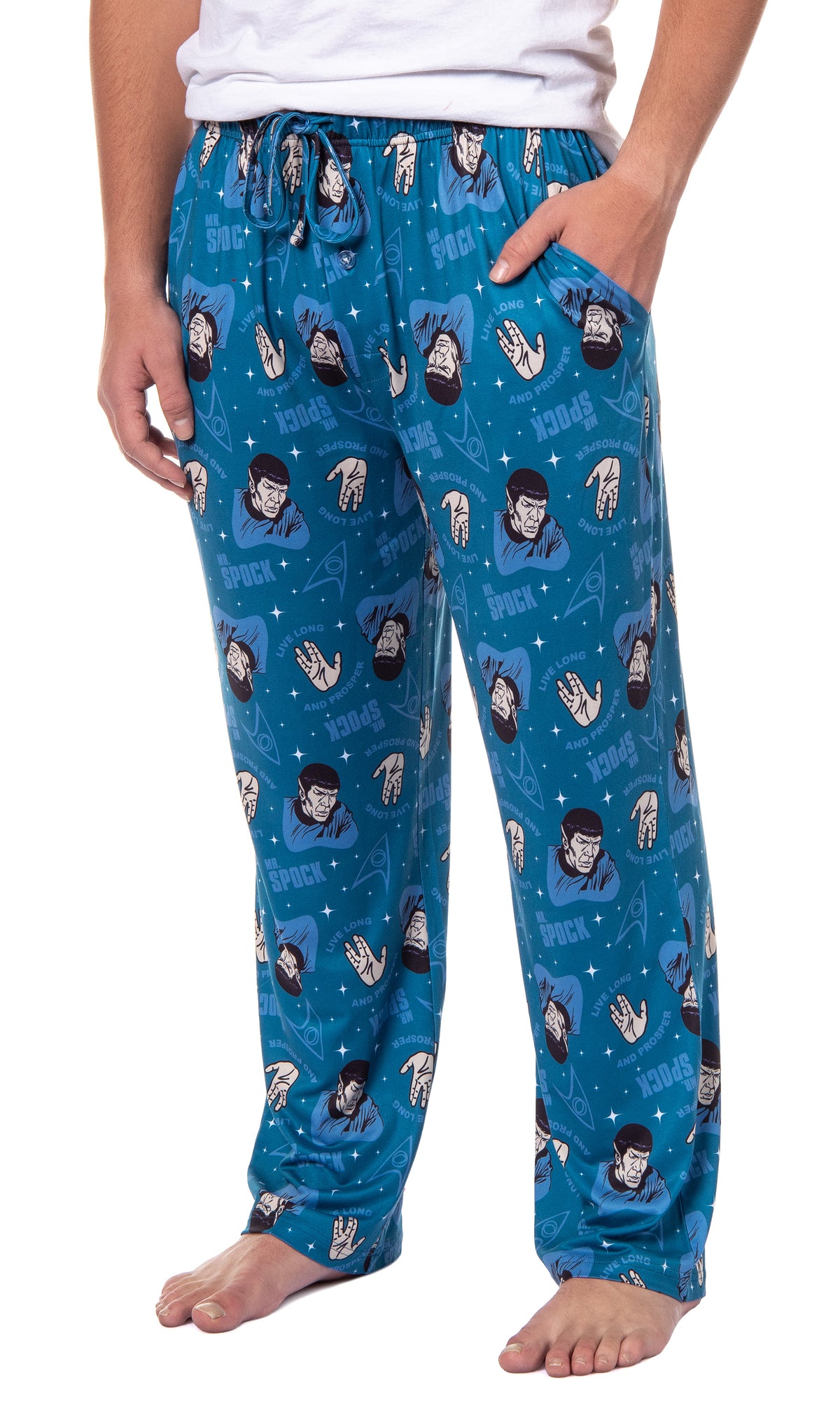 Star Trek Mens TV Show Series Spock Tossed Print Vulcan Lounge Pajama Pants
