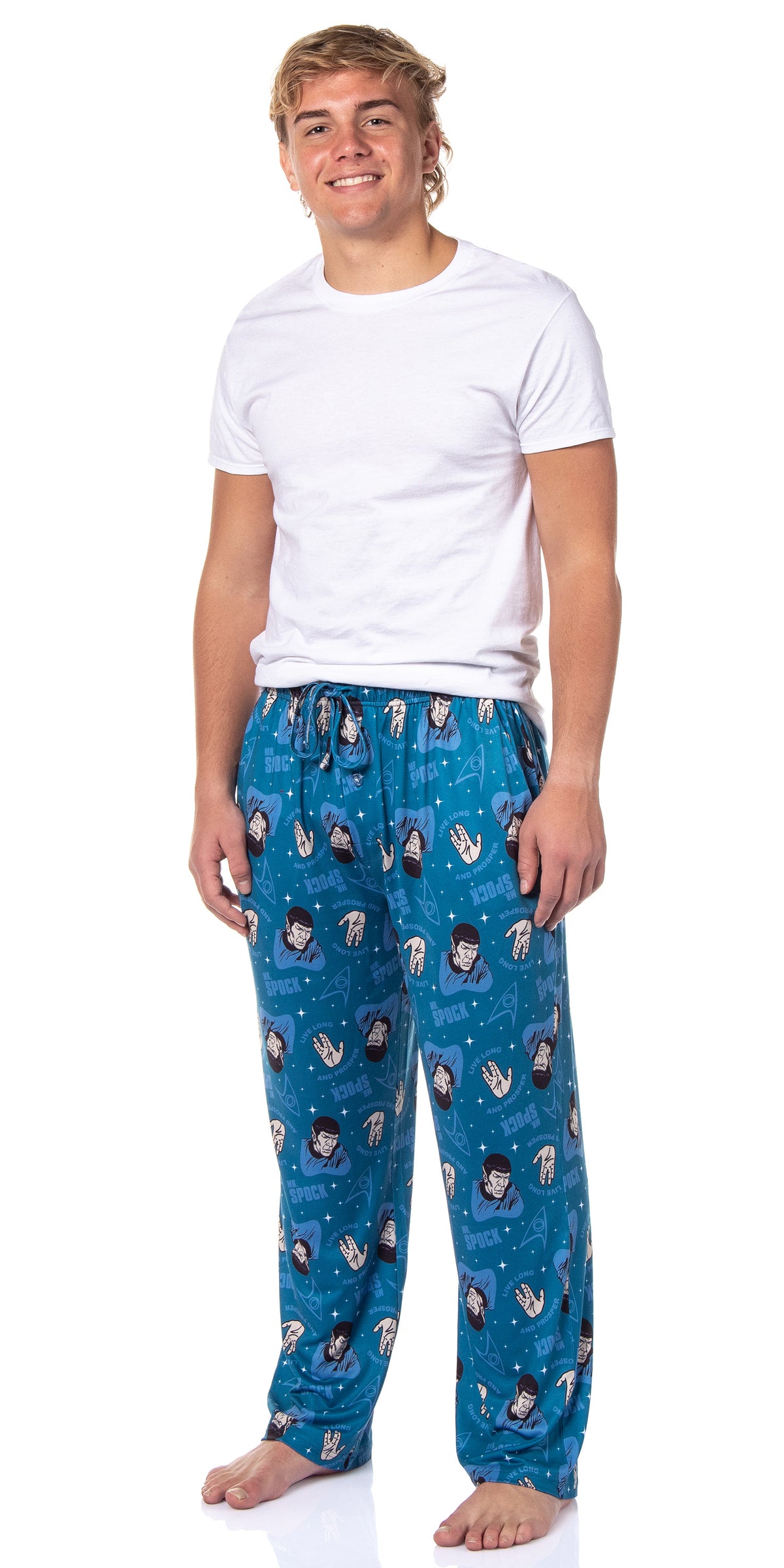 Star Trek Mens TV Show Series Spock Tossed Print Vulcan Lounge Pajama Pants
