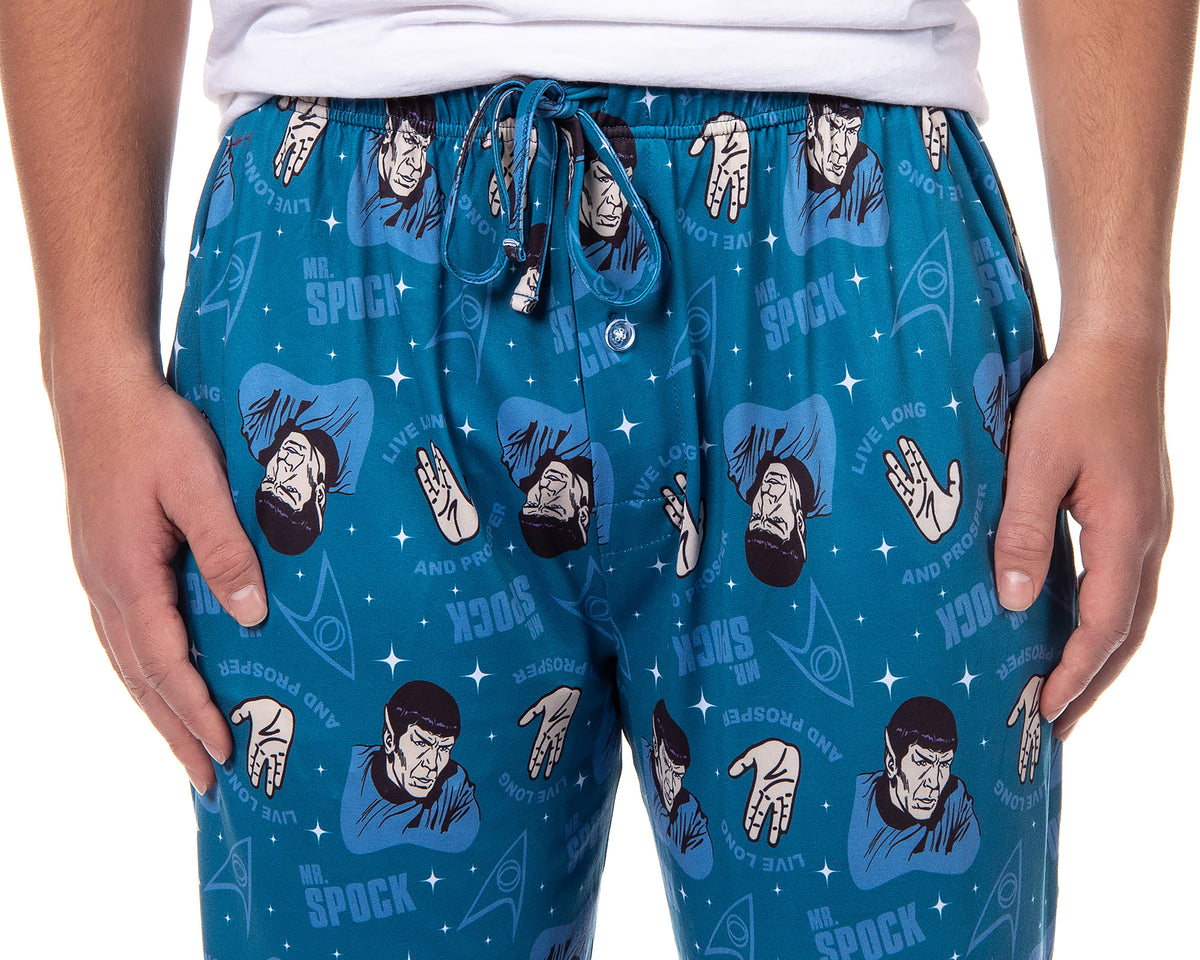 Star Trek Mens TV Show Series Spock Tossed Print Vulcan Lounge Pajama Pants