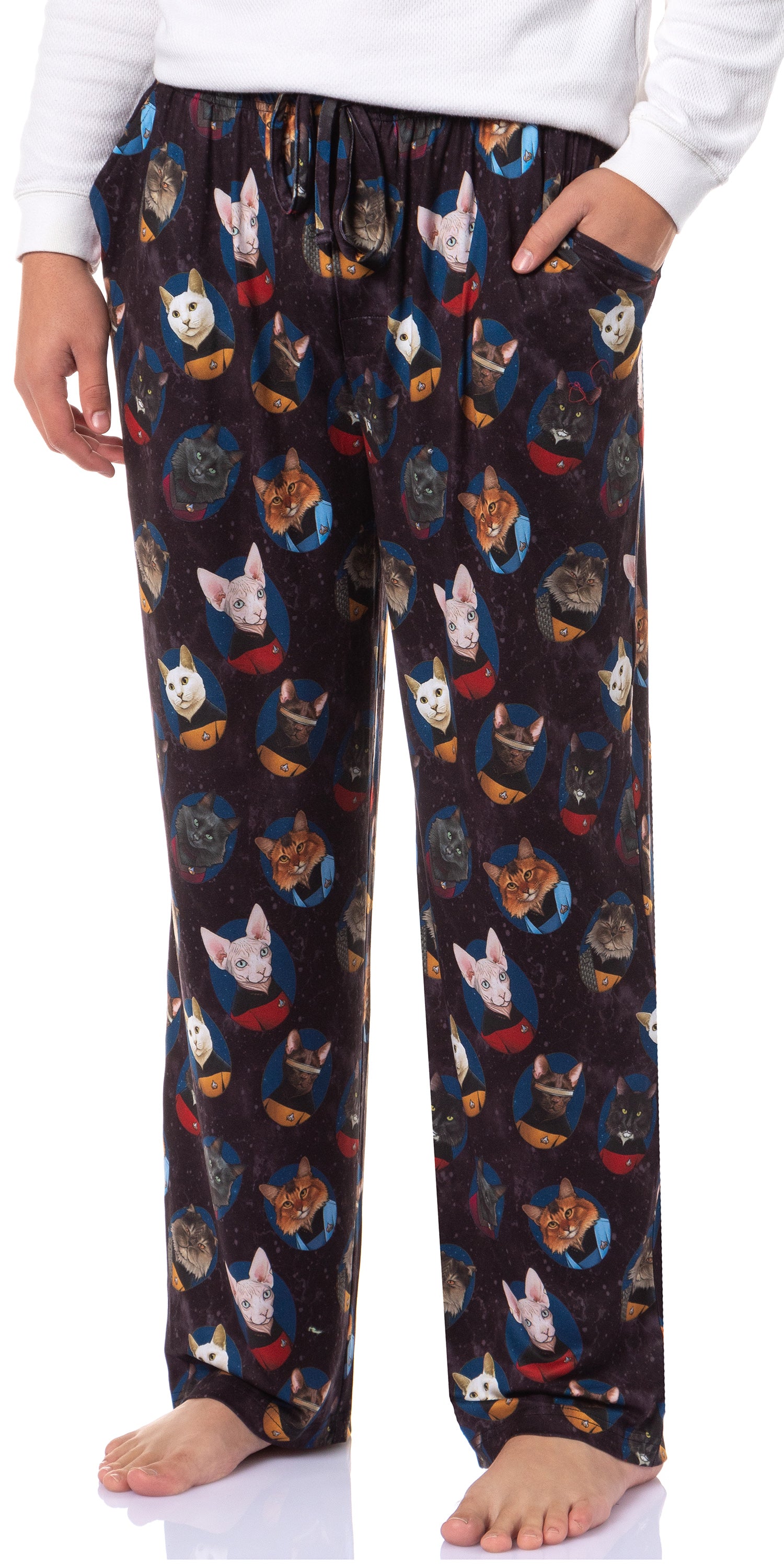 Star Trek The Next Generation TNG Men's Cat Sleep Tossed Print Pajama Pants