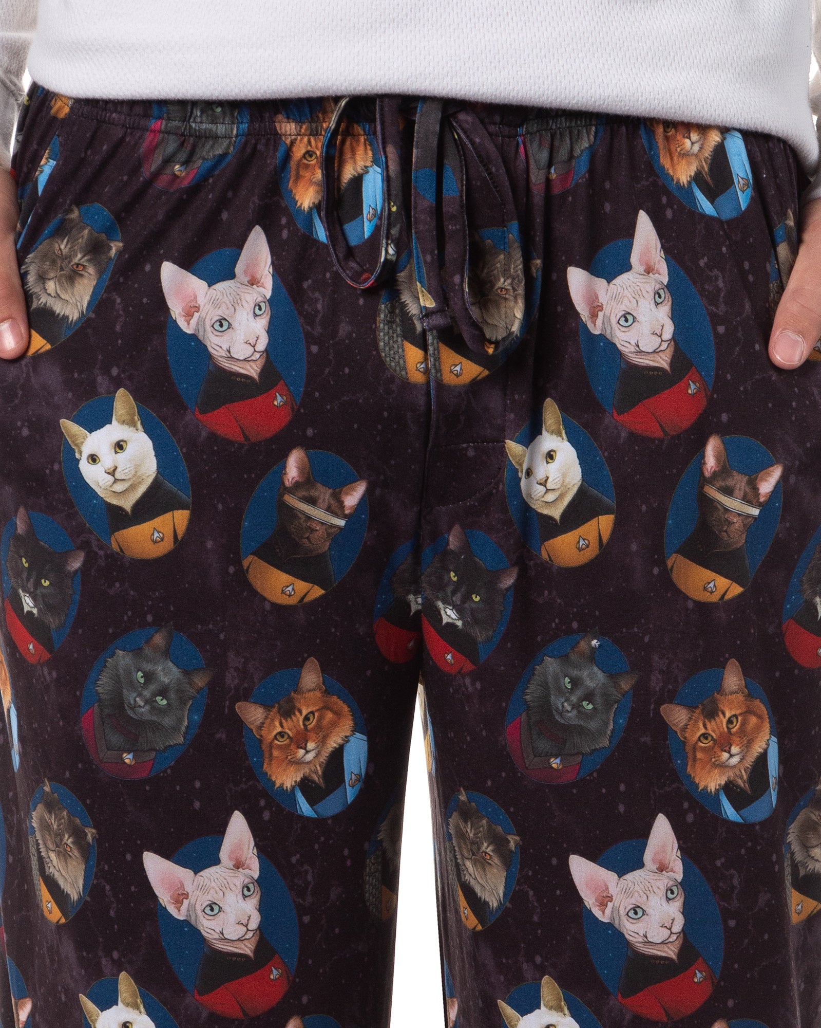 Star Trek The Next Generation TNG Men's Cat Sleep Tossed Print Pajama Pants