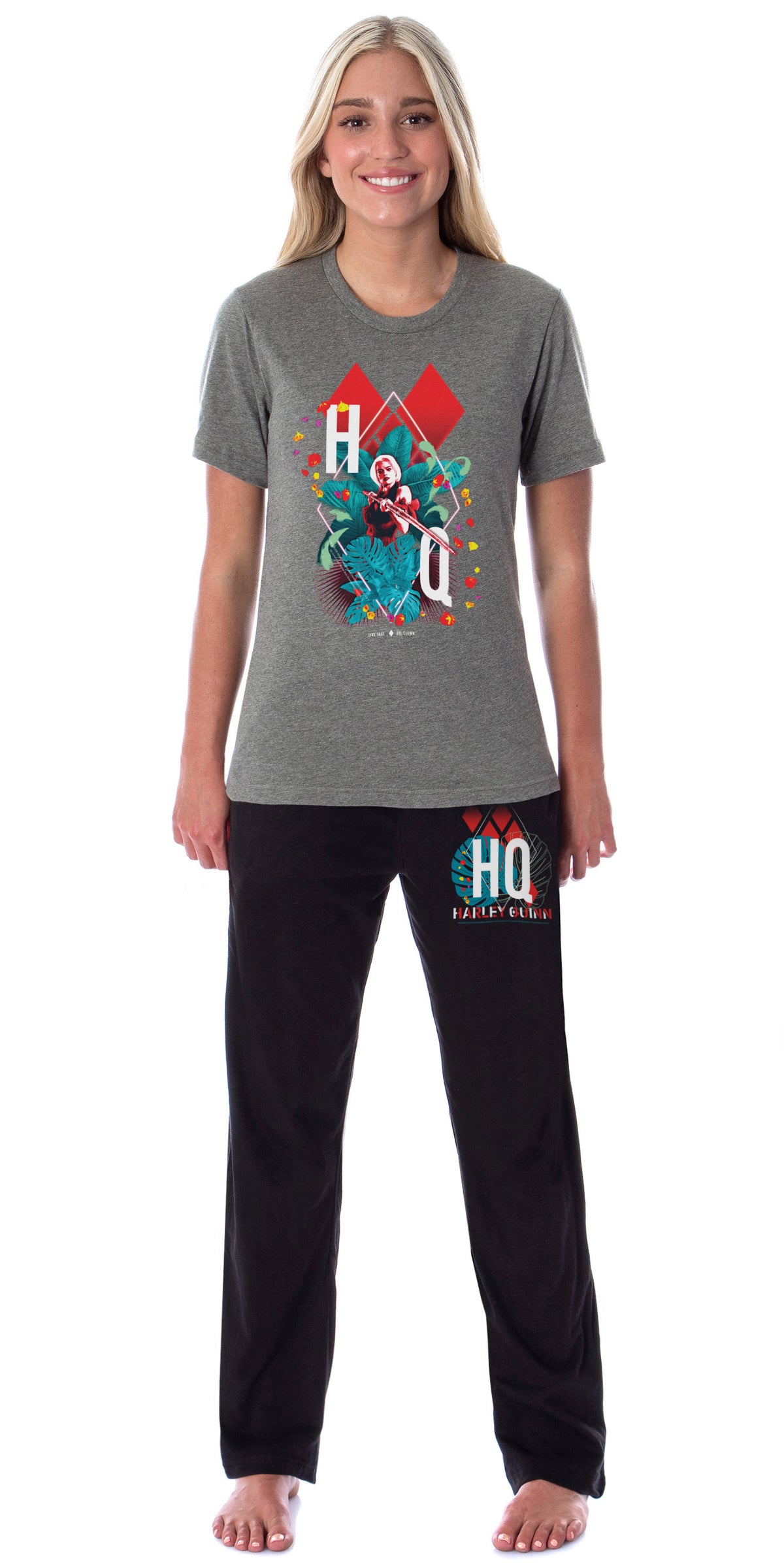 DC Womens' The Suicide Squad Harley Quinn Tropical Movie Sleep Pajama Set