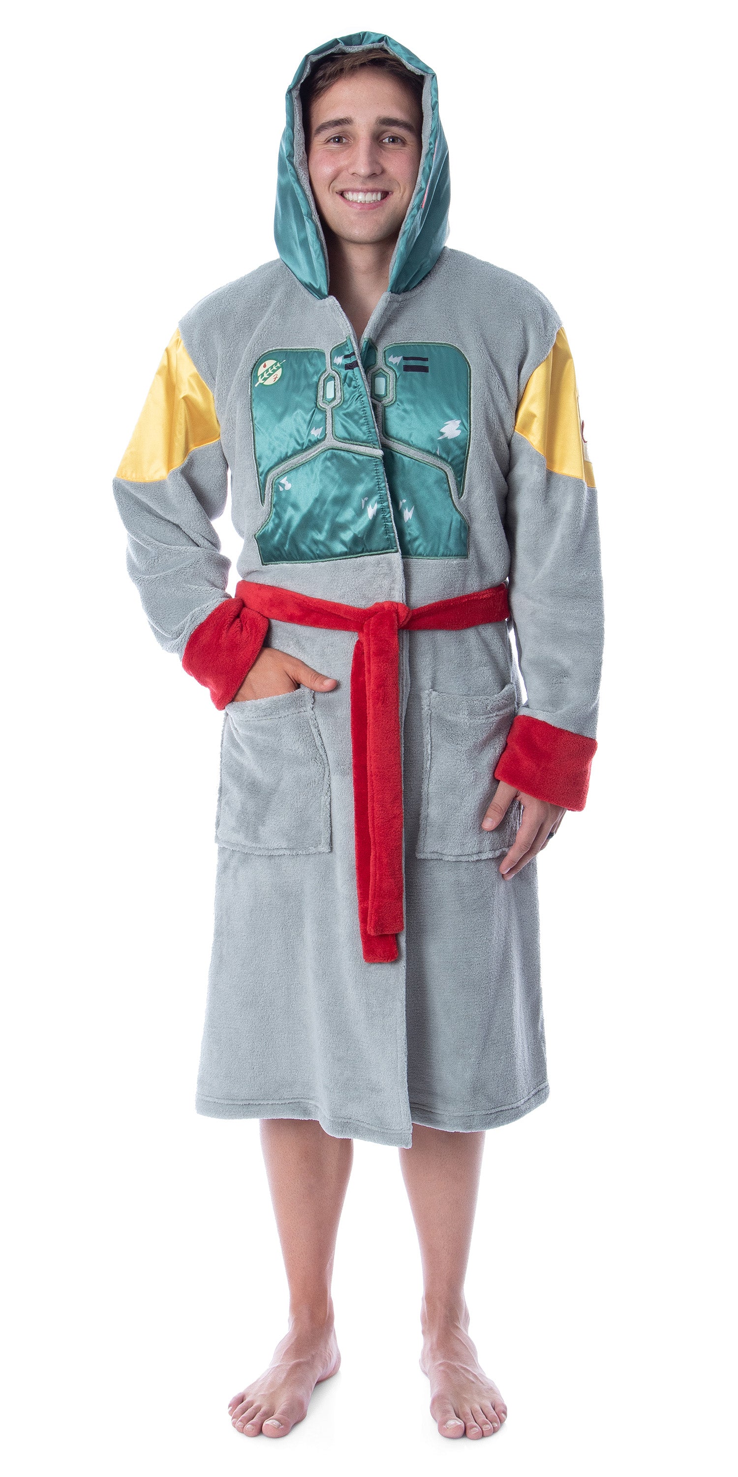 Star Wars Adult Boba Fett Bounty Hunter Fleece Robe Bathrobe For Men Women