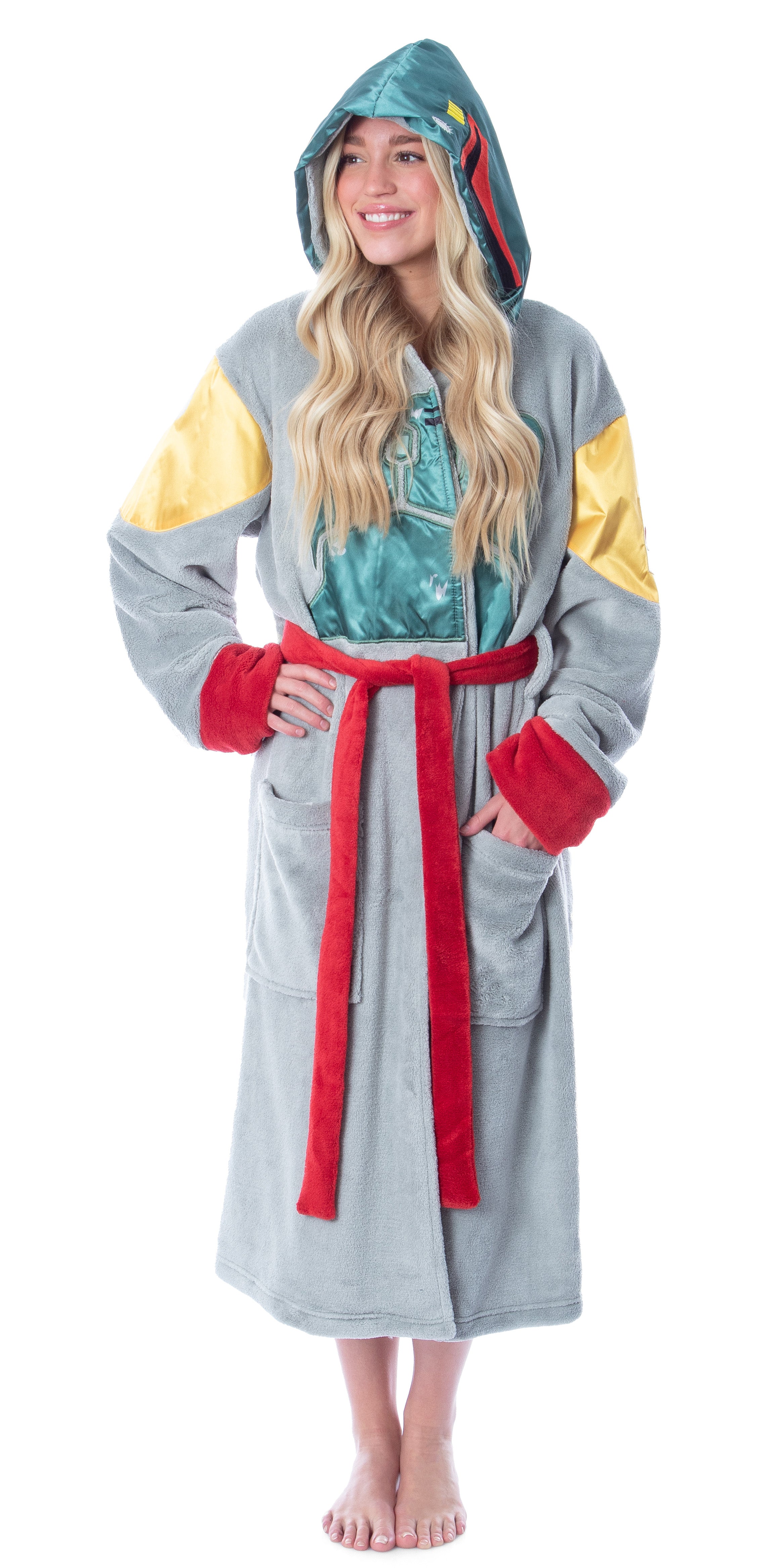 Star Wars Adult Boba Fett Bounty Hunter Fleece Robe Bathrobe For Men Women