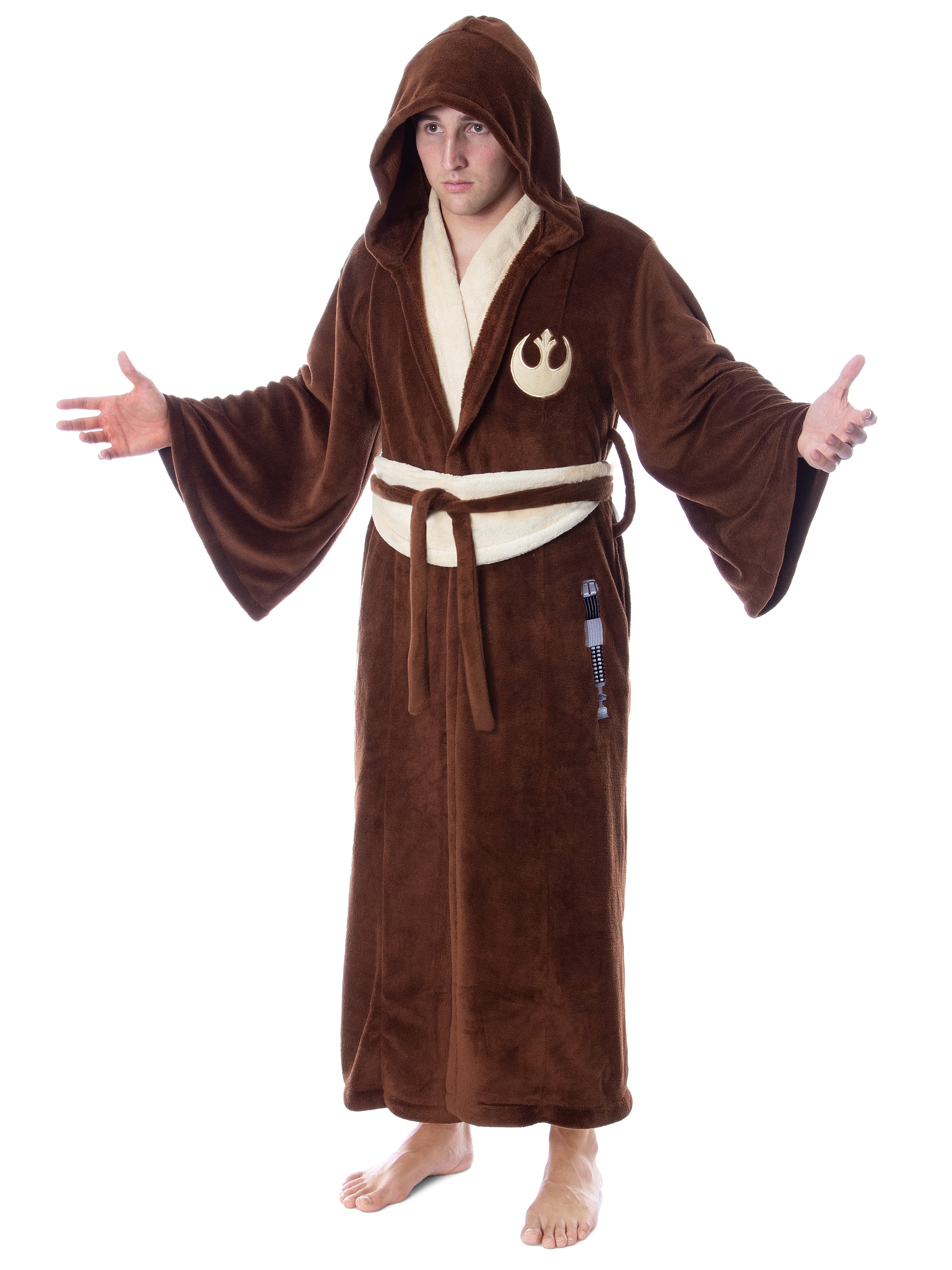 Star Wars Adult Obi-Wan Kenobi Jedi Fleece Robe Bathrobe For Men Women