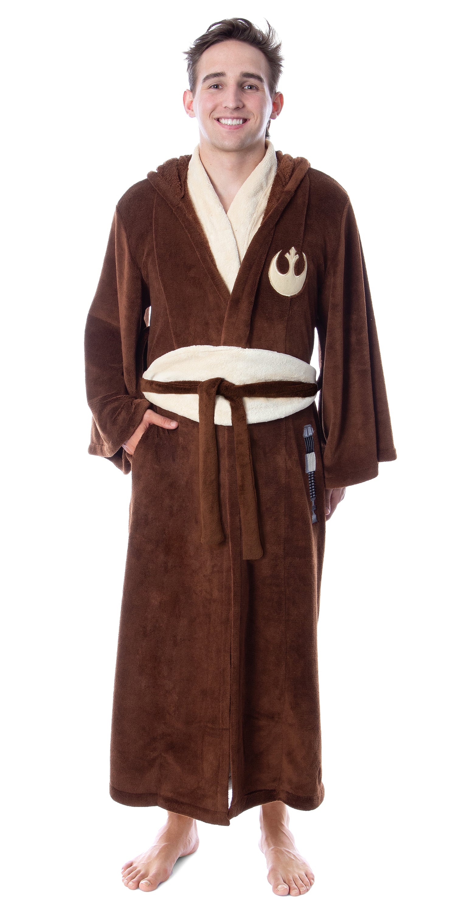 Star Wars Adult Obi-Wan Kenobi Jedi Fleece Robe Bathrobe For Men Women