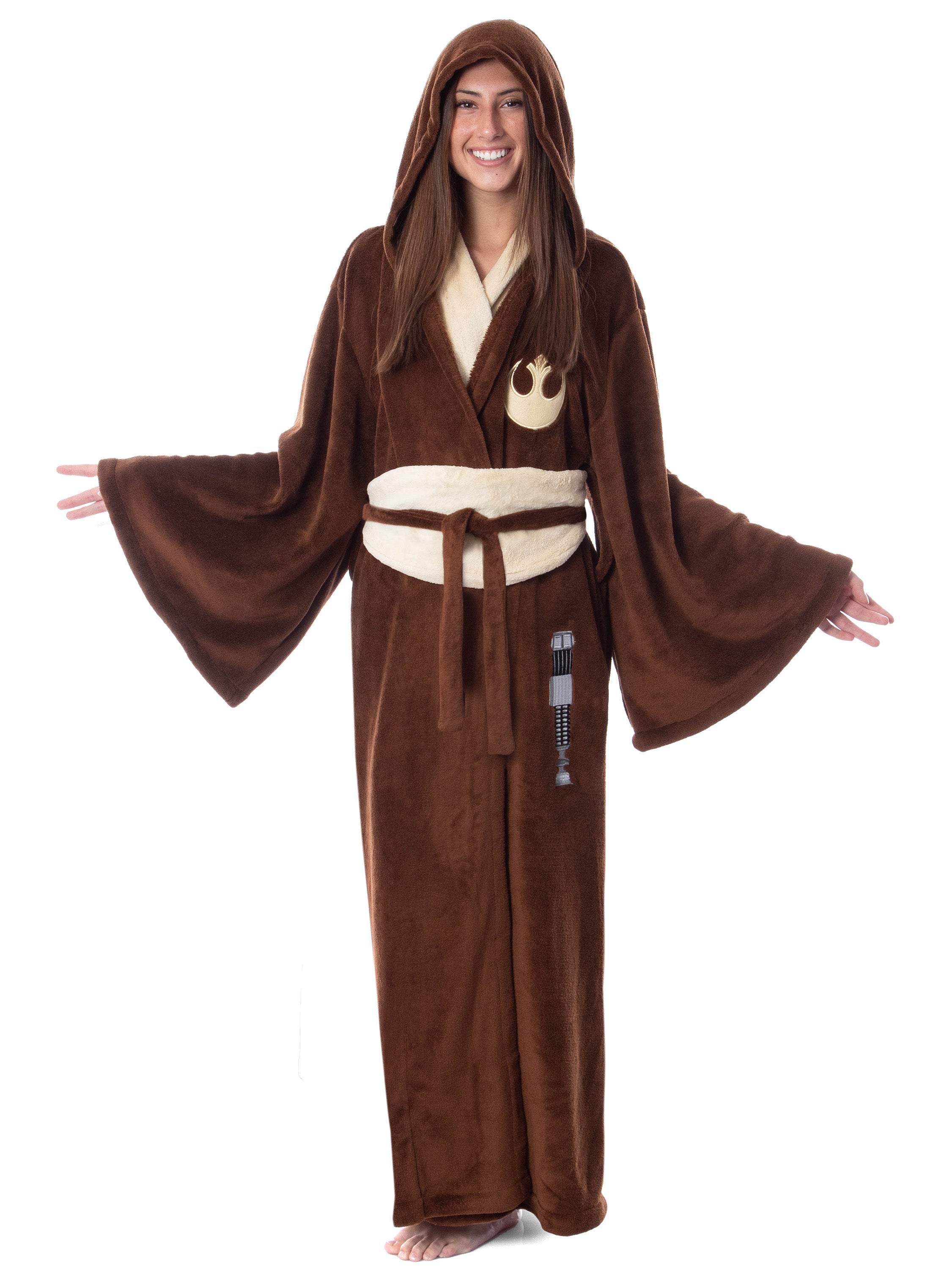 Star Wars Adult Obi-Wan Kenobi Jedi Fleece Robe Bathrobe For Men Women