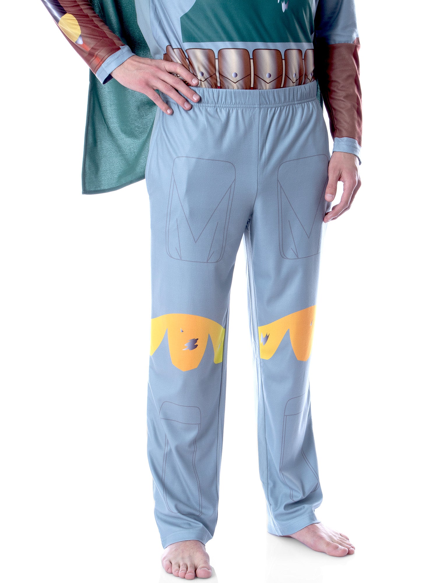Star Wars Men's Boba Fett Costume Shirt And Pants Pajama Set With Cape