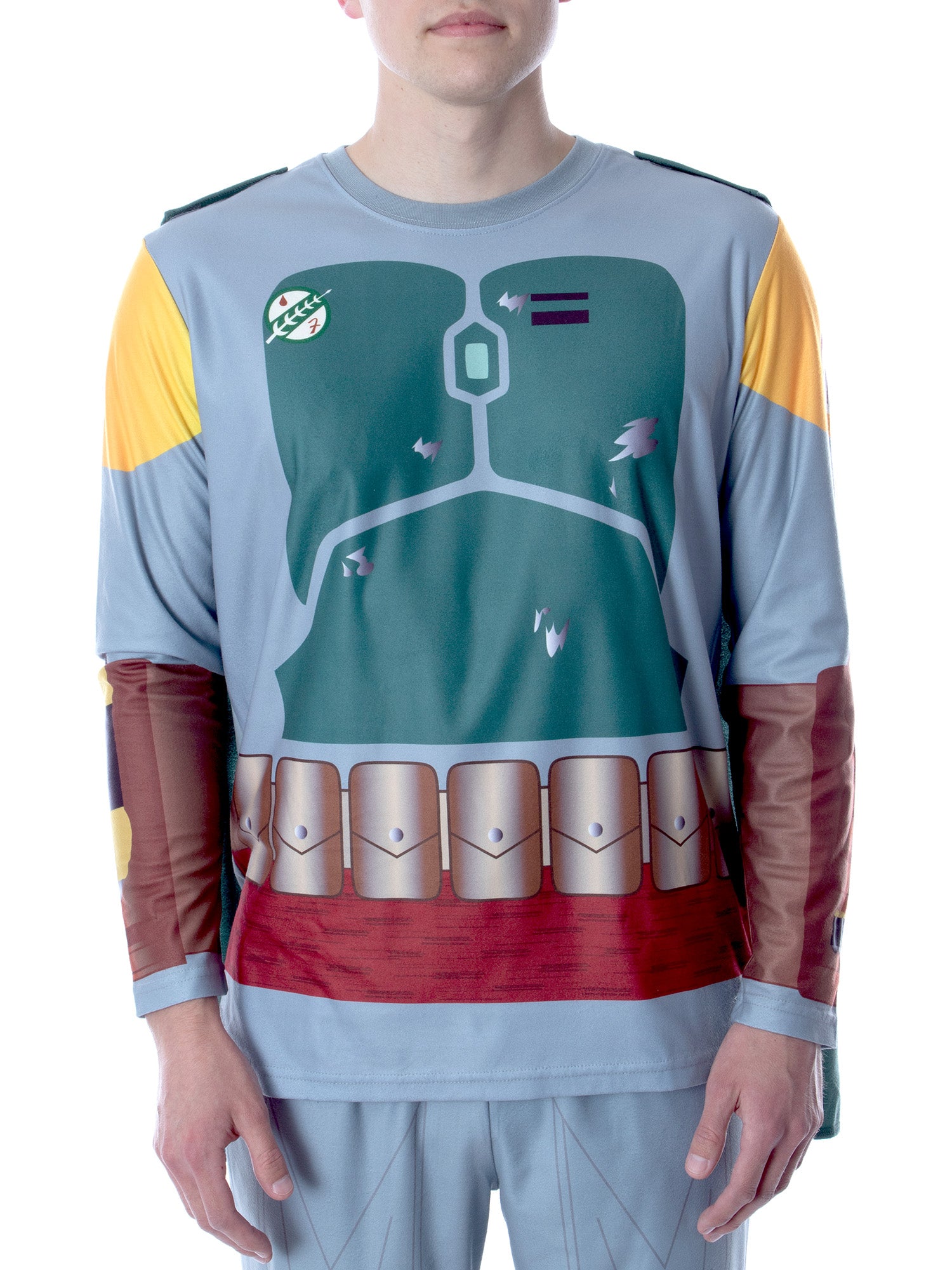 Star Wars Men's Boba Fett Costume Shirt And Pants Pajama Set With Cape