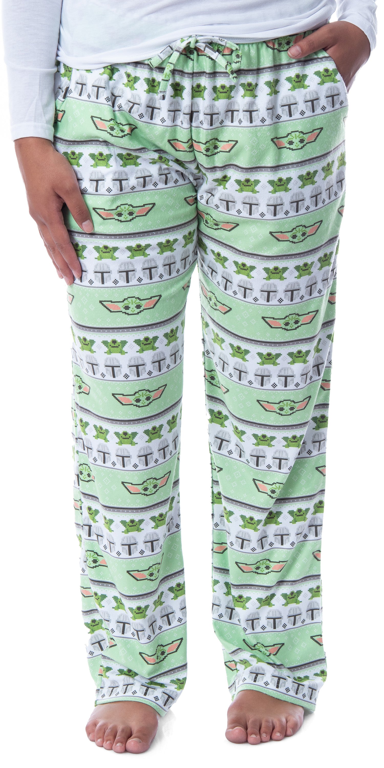 Star Wars Womens' The Mandalorian Baby Yoda Grogu Ugly Sweater Pajama Pants