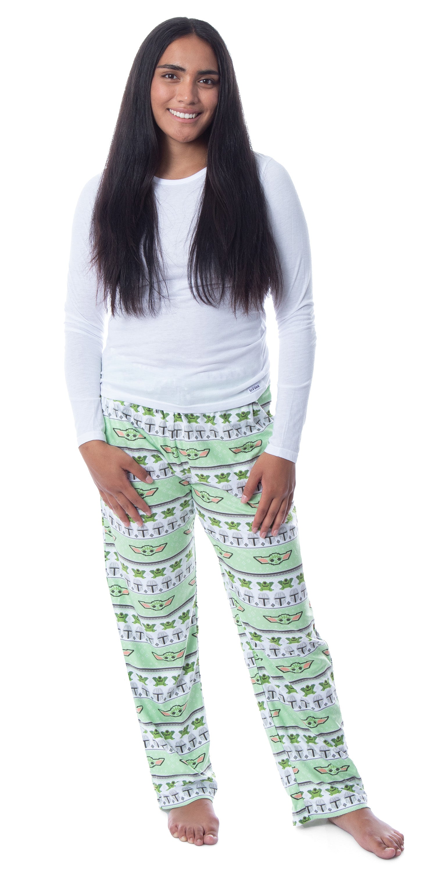 Star Wars Womens' The Mandalorian Baby Yoda Grogu Ugly Sweater Pajama Pants