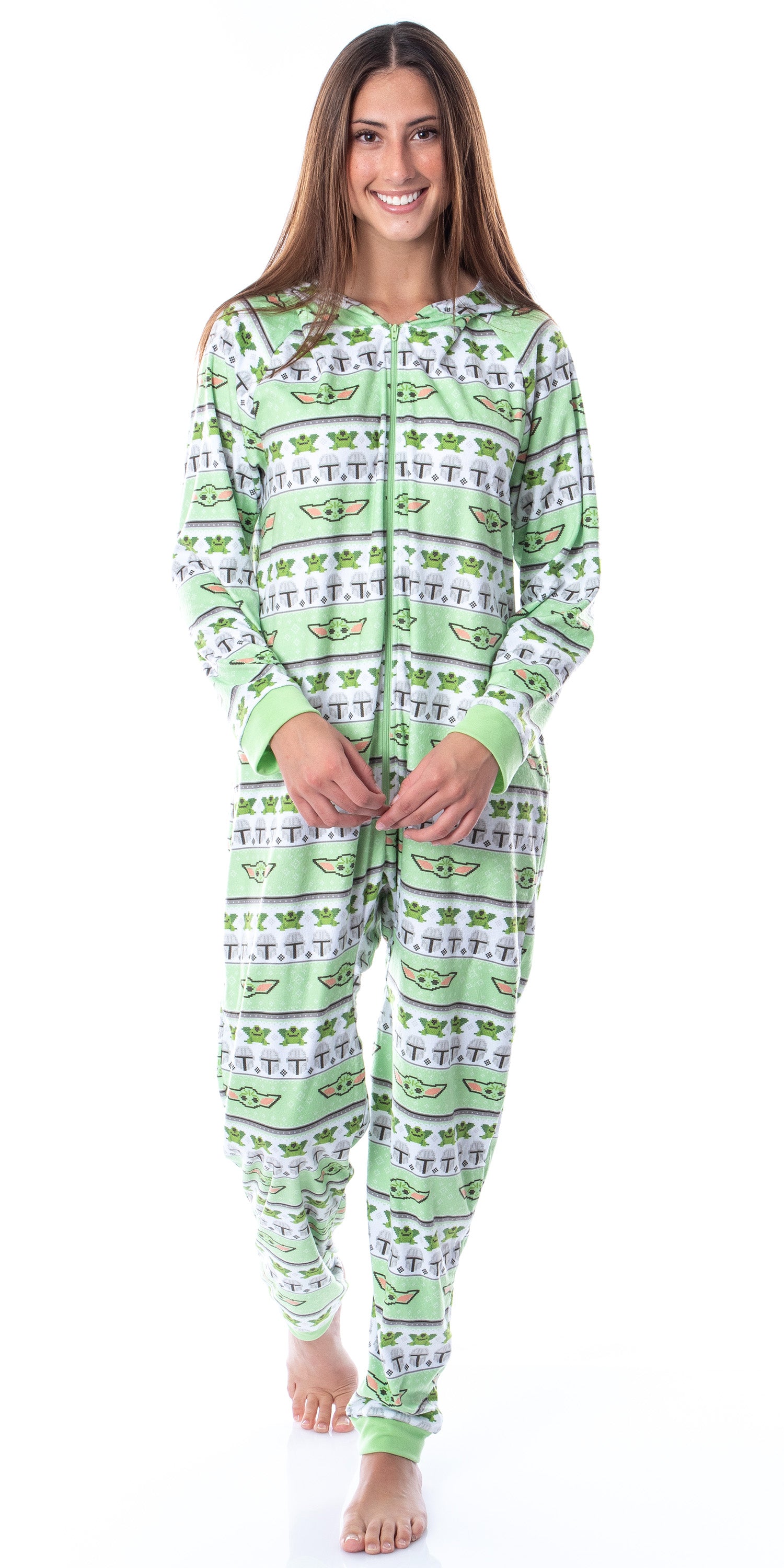 Disney Star Wars' Ugly Sweater Sleep Pajama Jumpsuit Union Suit Hooded PJ S/M