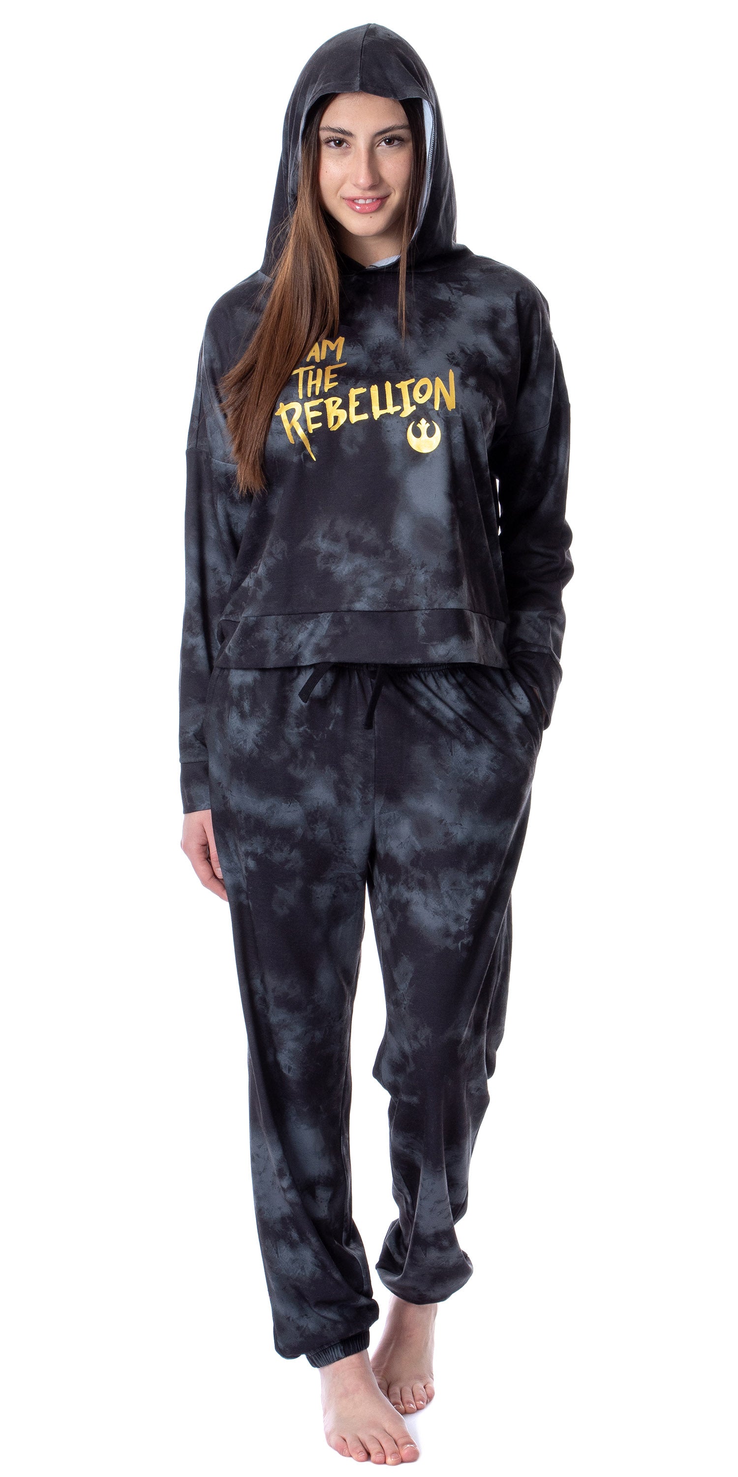 Star Wars I Am The Rebellion Womens' Pajama Cropped Hooded Jogger Set