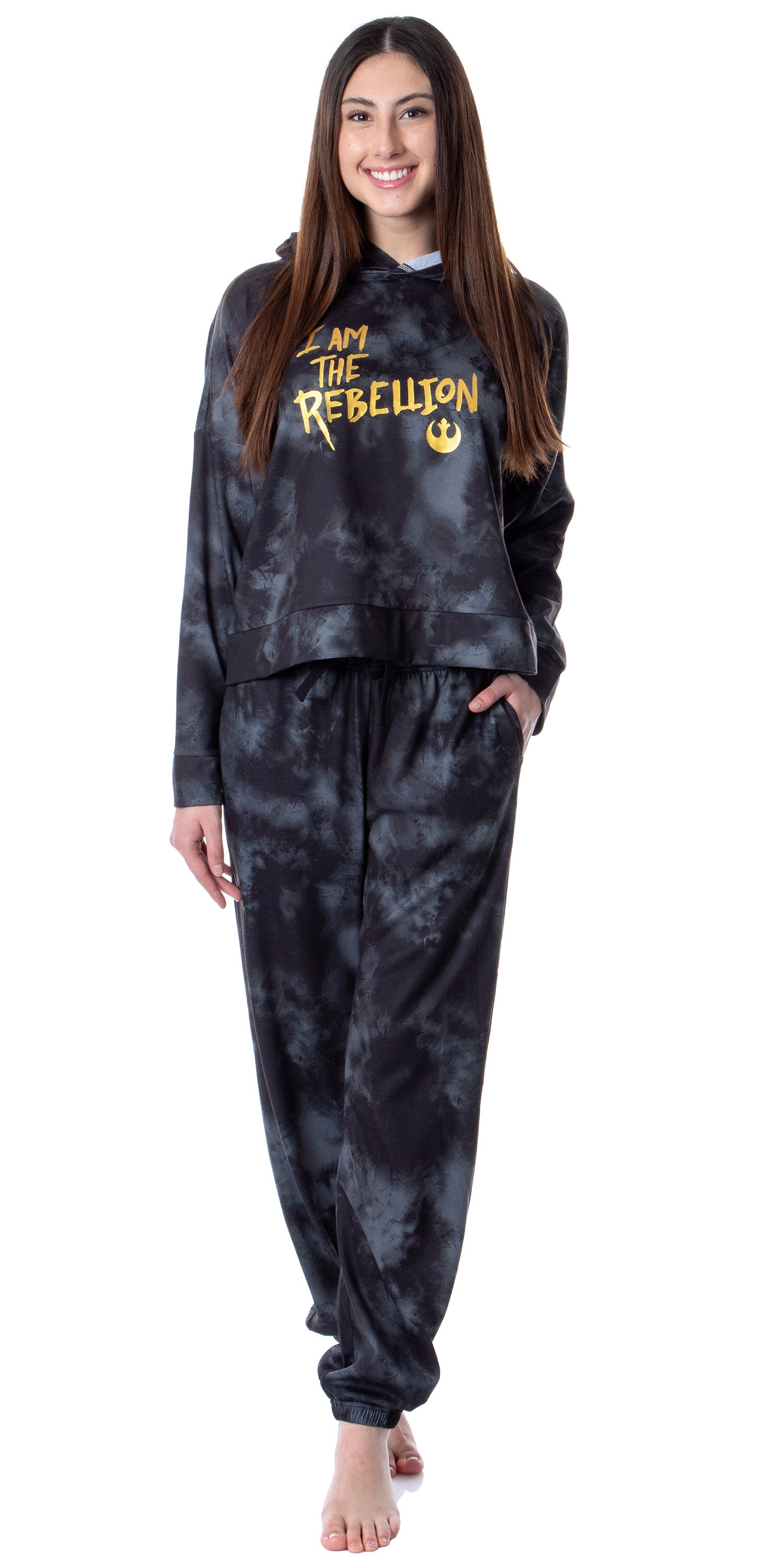 Star Wars I Am The Rebellion Womens' Pajama Cropped Hooded Jogger Set