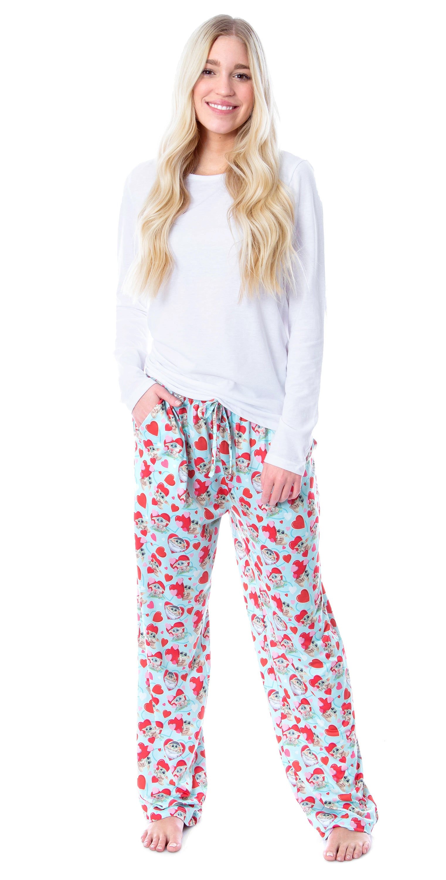 Star Wars Womens' The Mandalorian The Child Love Heart Pajama Pants