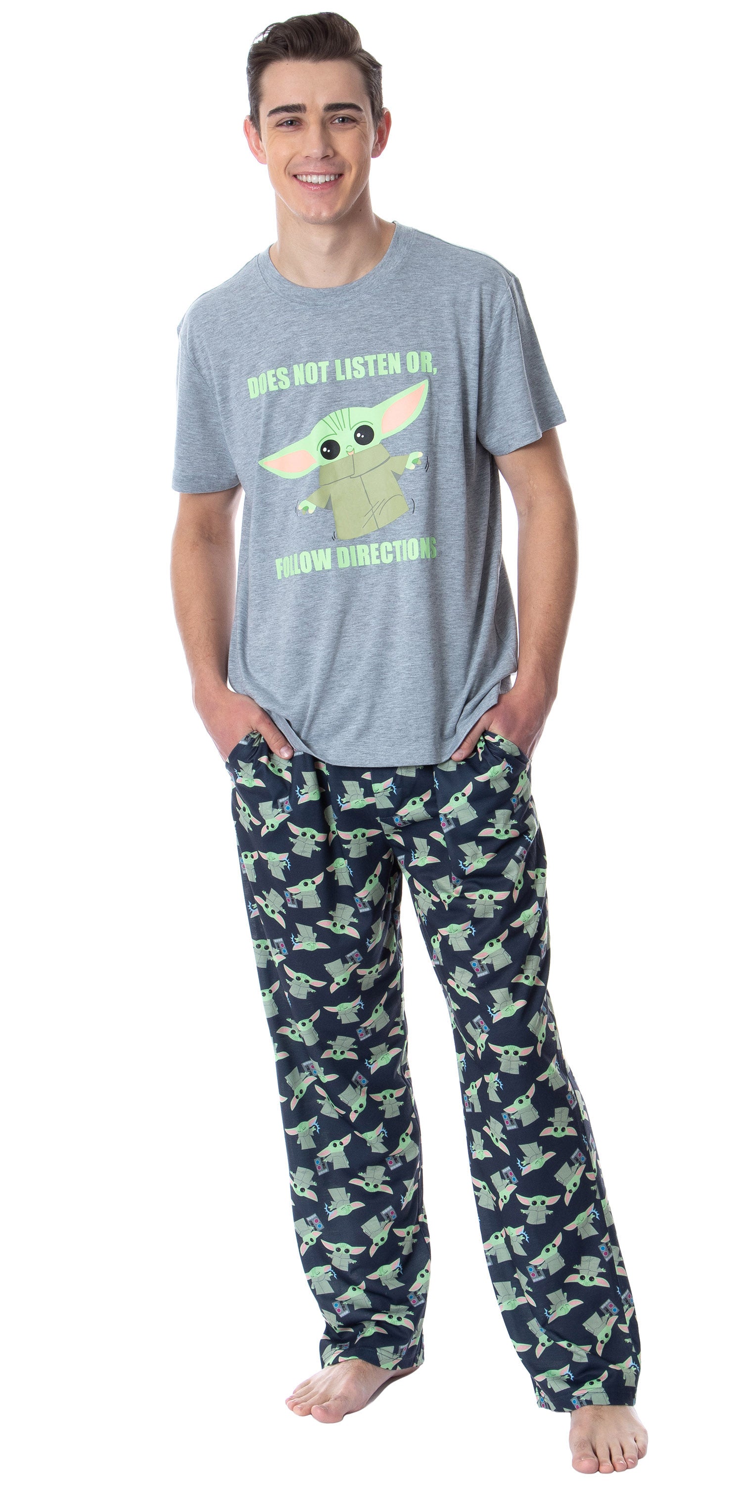 Star Wars Men's The Mandalorian Baby Yoda Grogu Cartoon Sleep Pajama Set