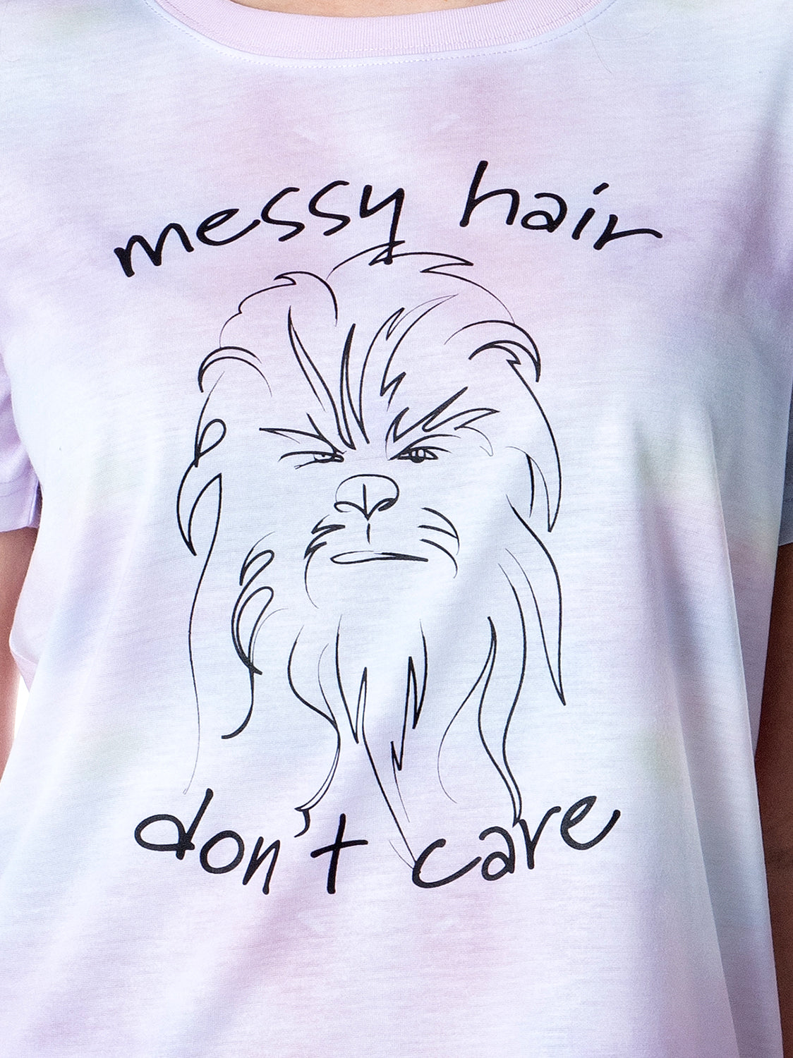 Star Wars Womens' Chewbacca Messy Hair Tie-Dye Sleep Pajama Set Short