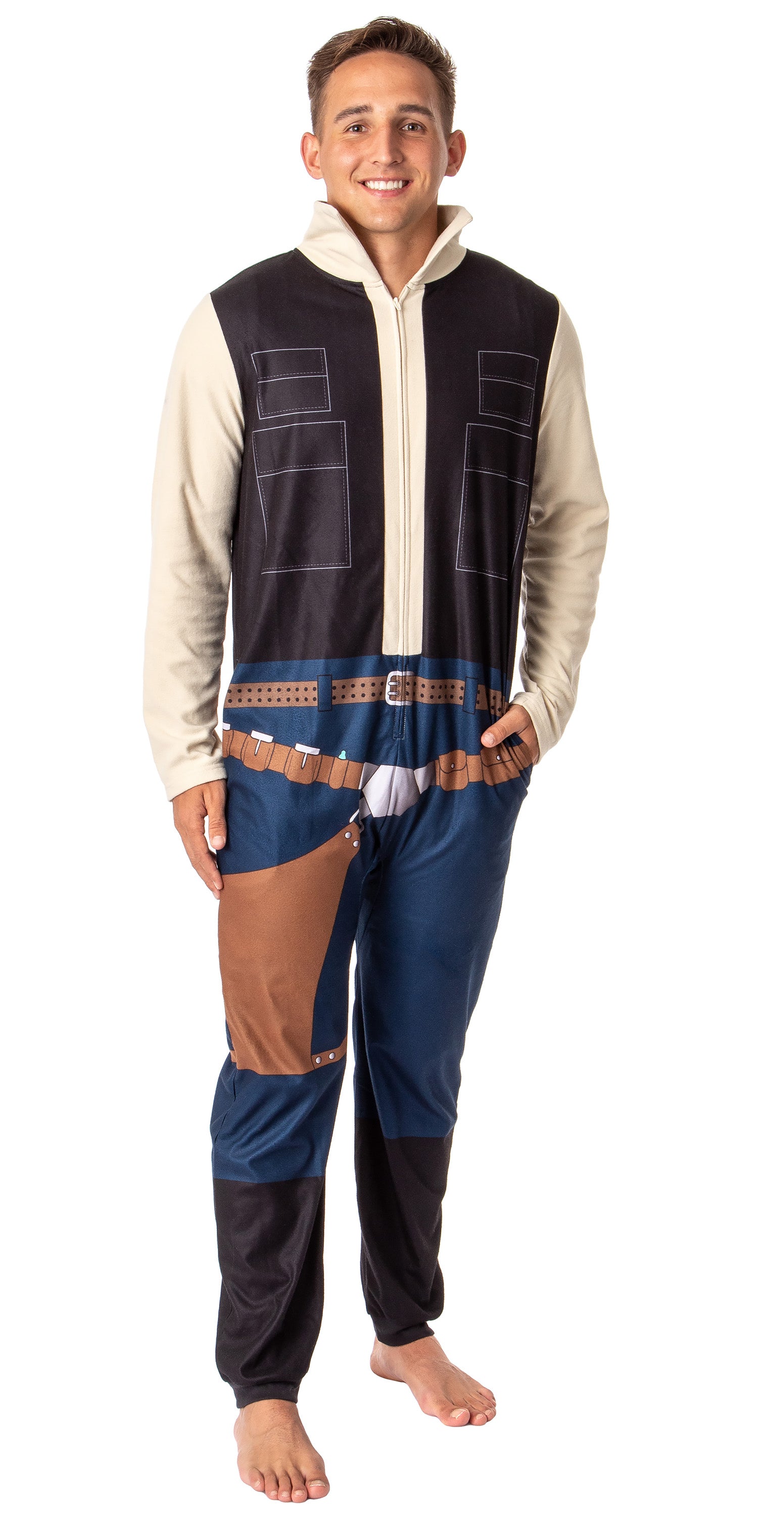 Star Wars Mens' Movie Film Han Solo Costume Footless Sleep Union Suit