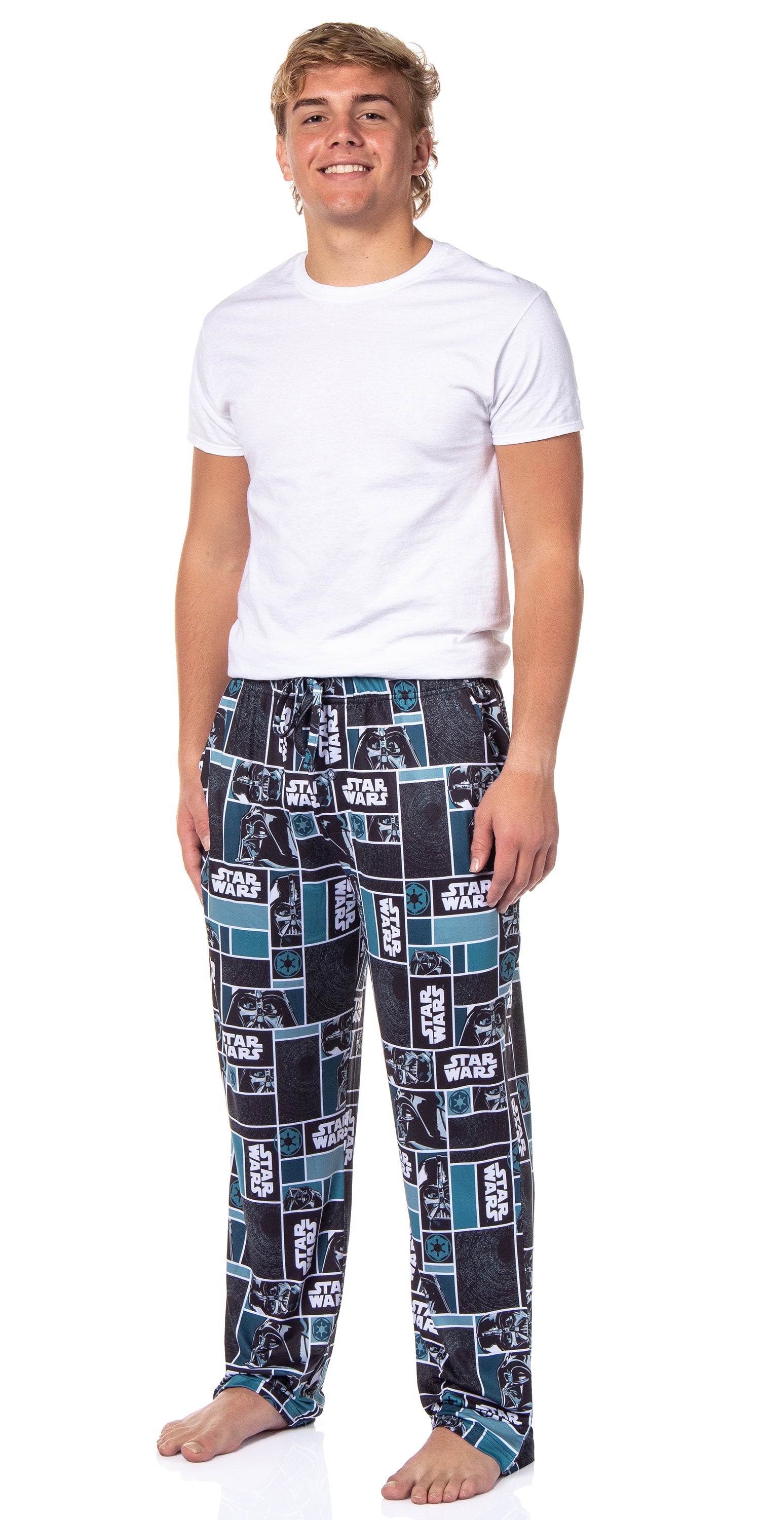 Star Wars Mens' Movie Film Logo Darth Vader Helmet Sleep Pajama Pants