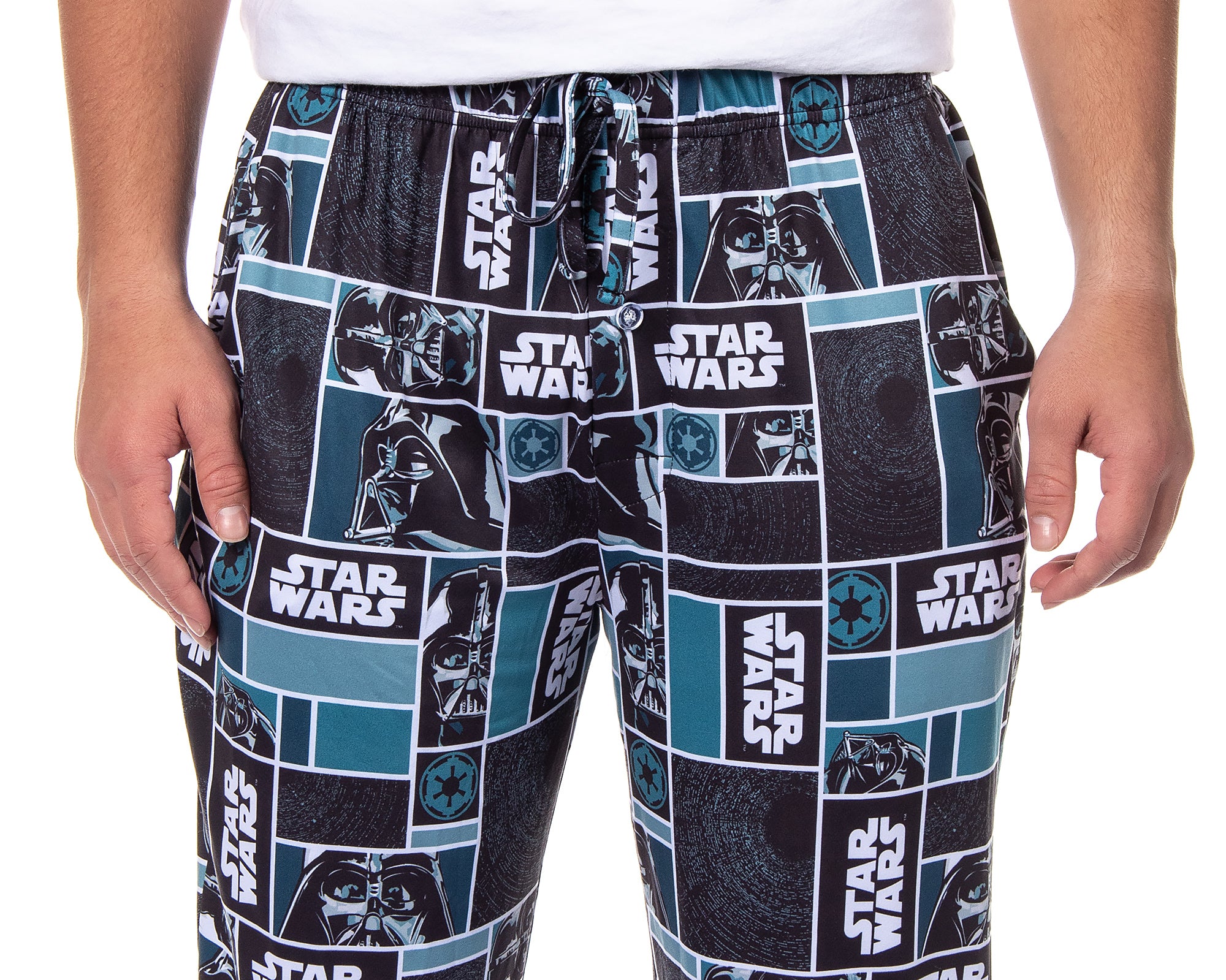 Star Wars Mens' Movie Film Logo Darth Vader Helmet Sleep Pajama Pants