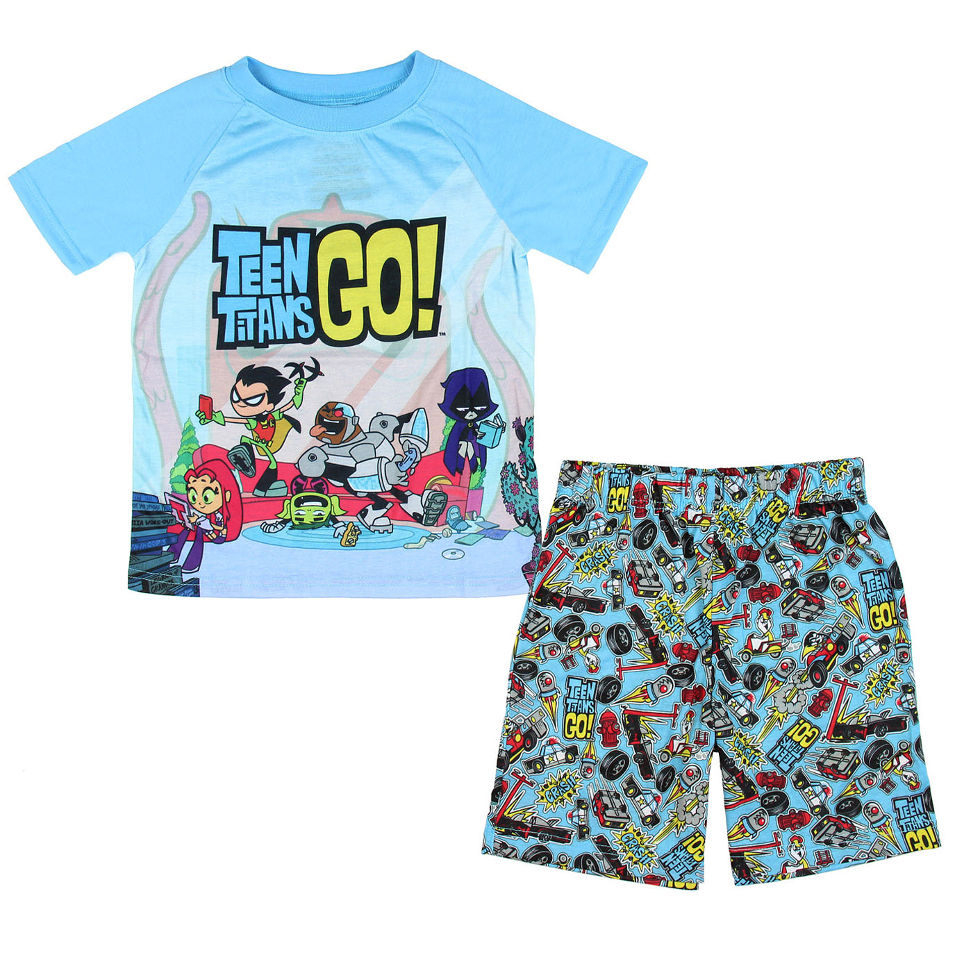 Teen Titans Go! Big Boys Chill 2 Piece Short Pajama Set (M, 8)