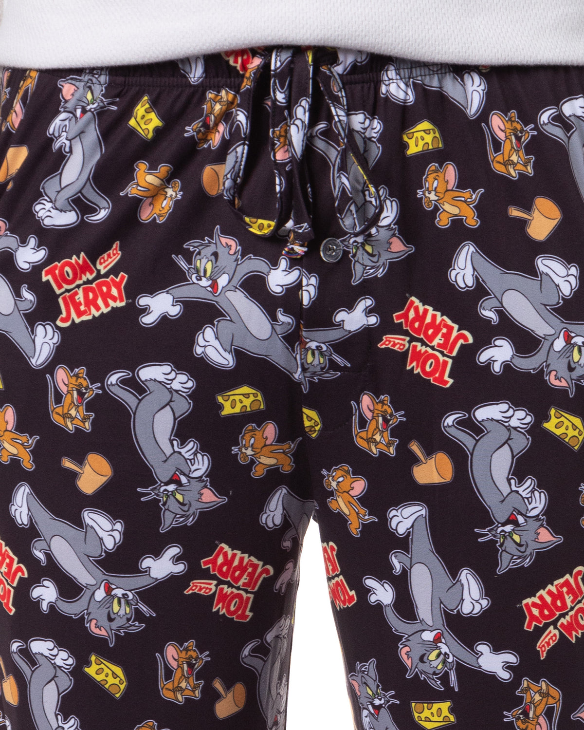 Tom and Jerry Men's Cheese Tossed Print Sleep Pajama Pants For Adults