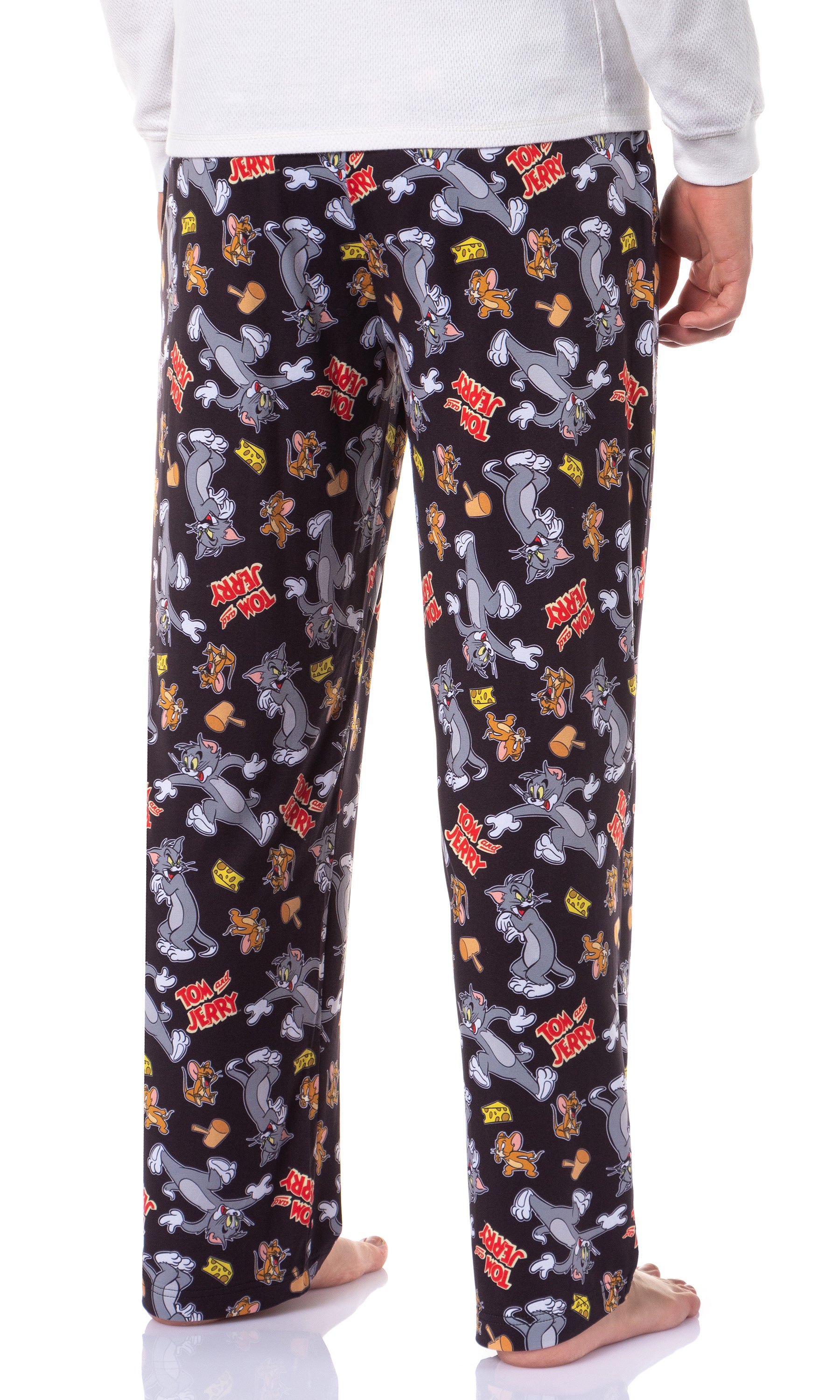 Tom and Jerry Men's Cheese Tossed Print Sleep Pajama Pants For Adults