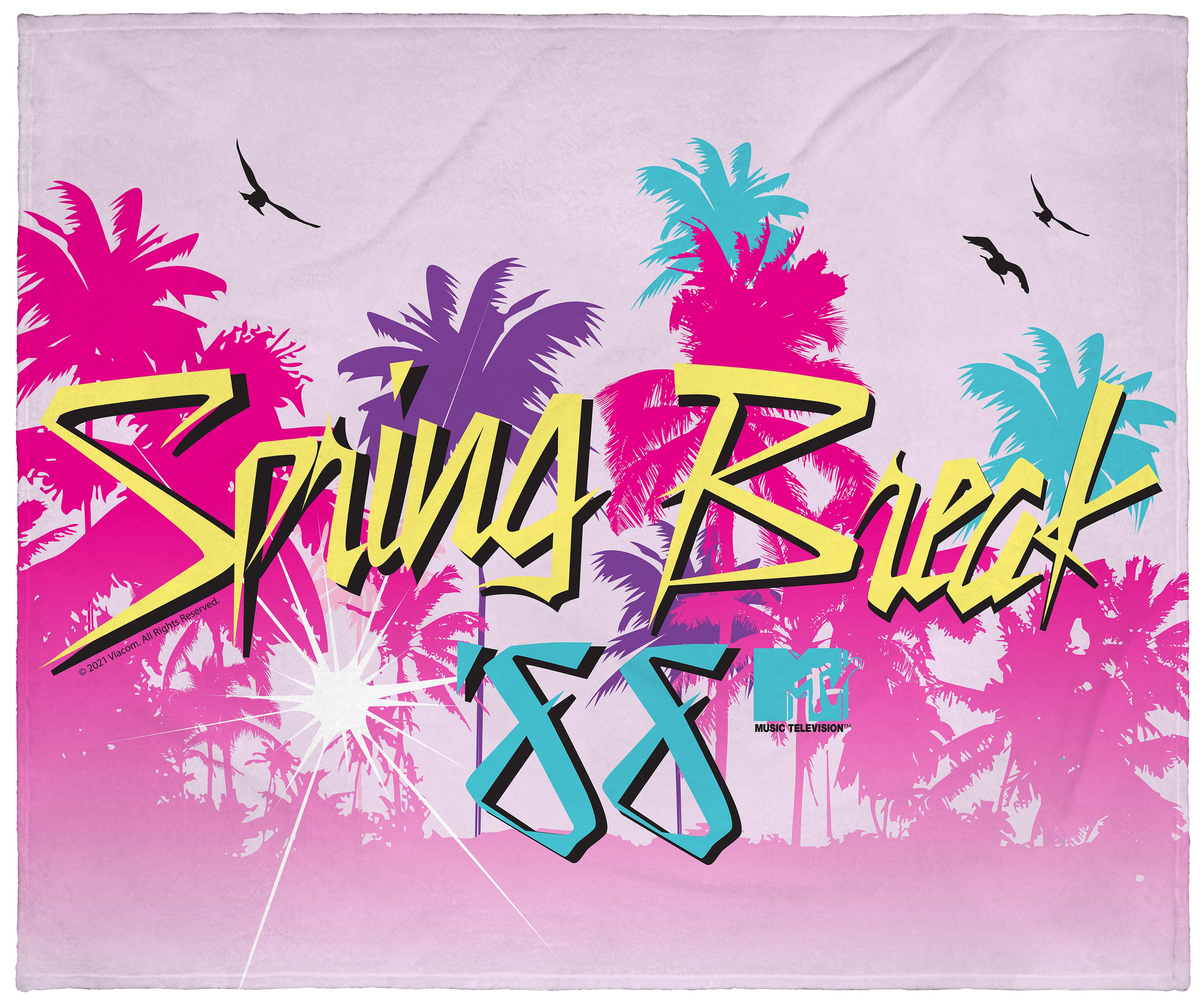 MTV Music Television Spring Break '88 Logo Plush Fleece Throw Blanket Wall Scroll