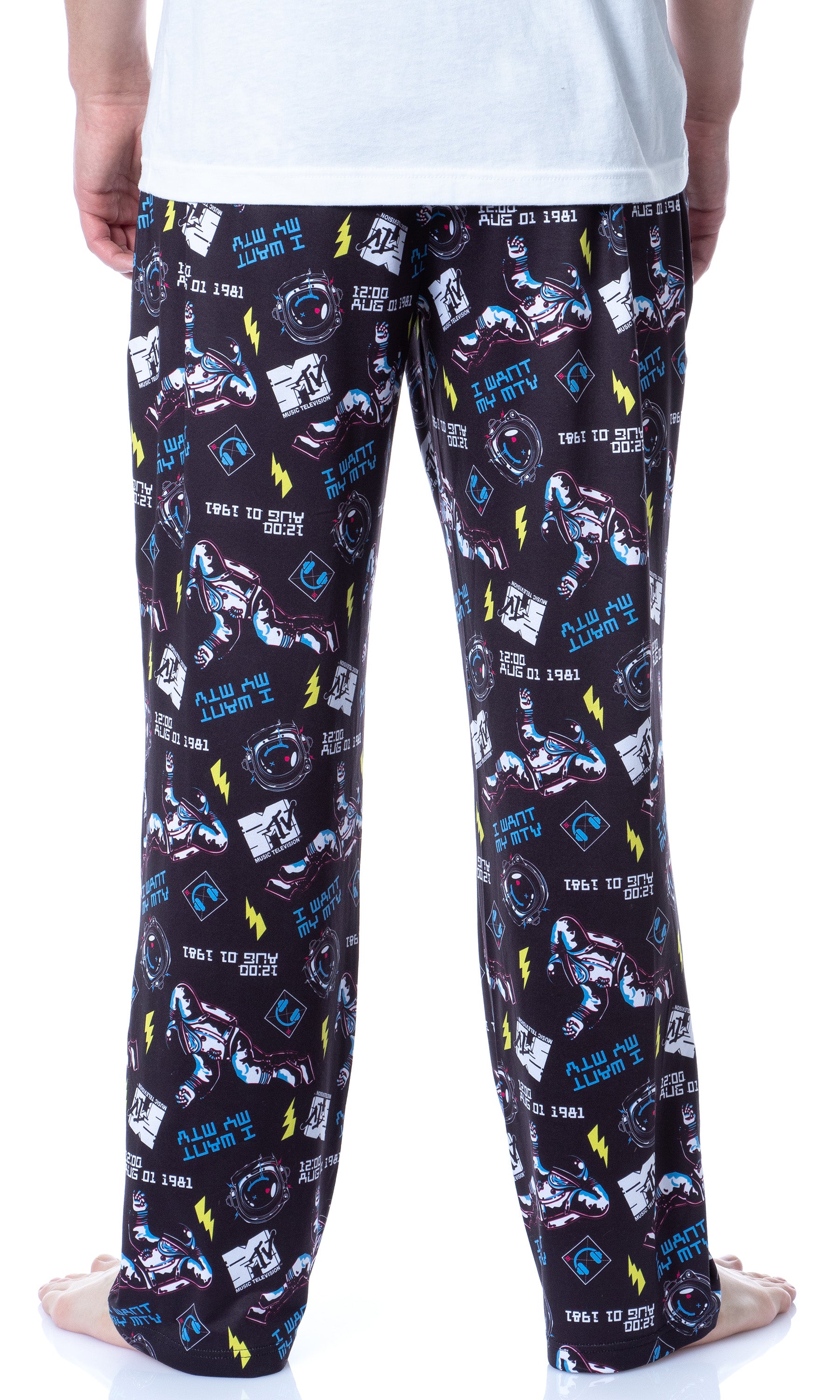 MTV Mens' Music Television Moonman '80s Logo Sleep Pajama Pants