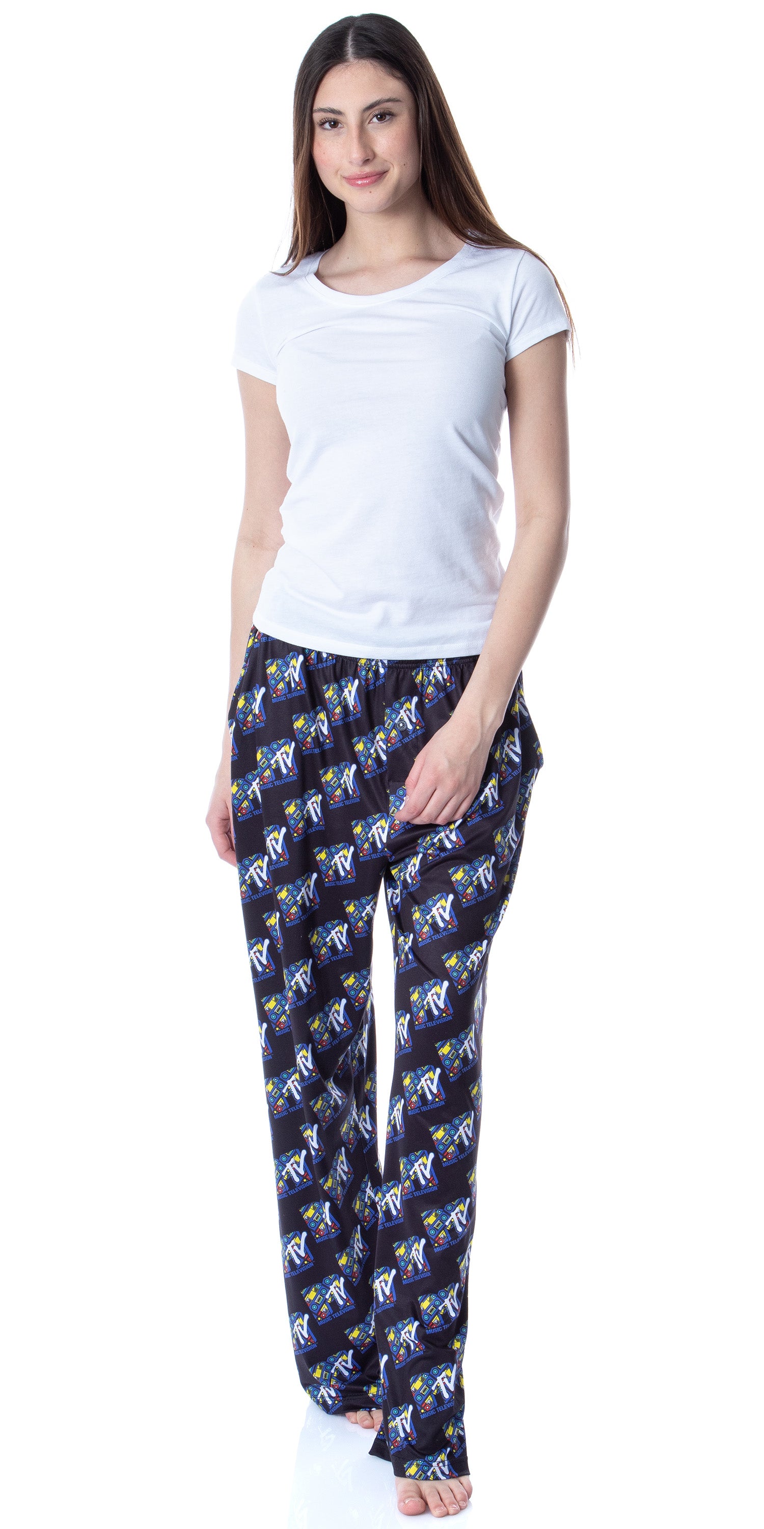 MTV Mens' Music Television Boombox '80s Logo Sleep Pajama Pants