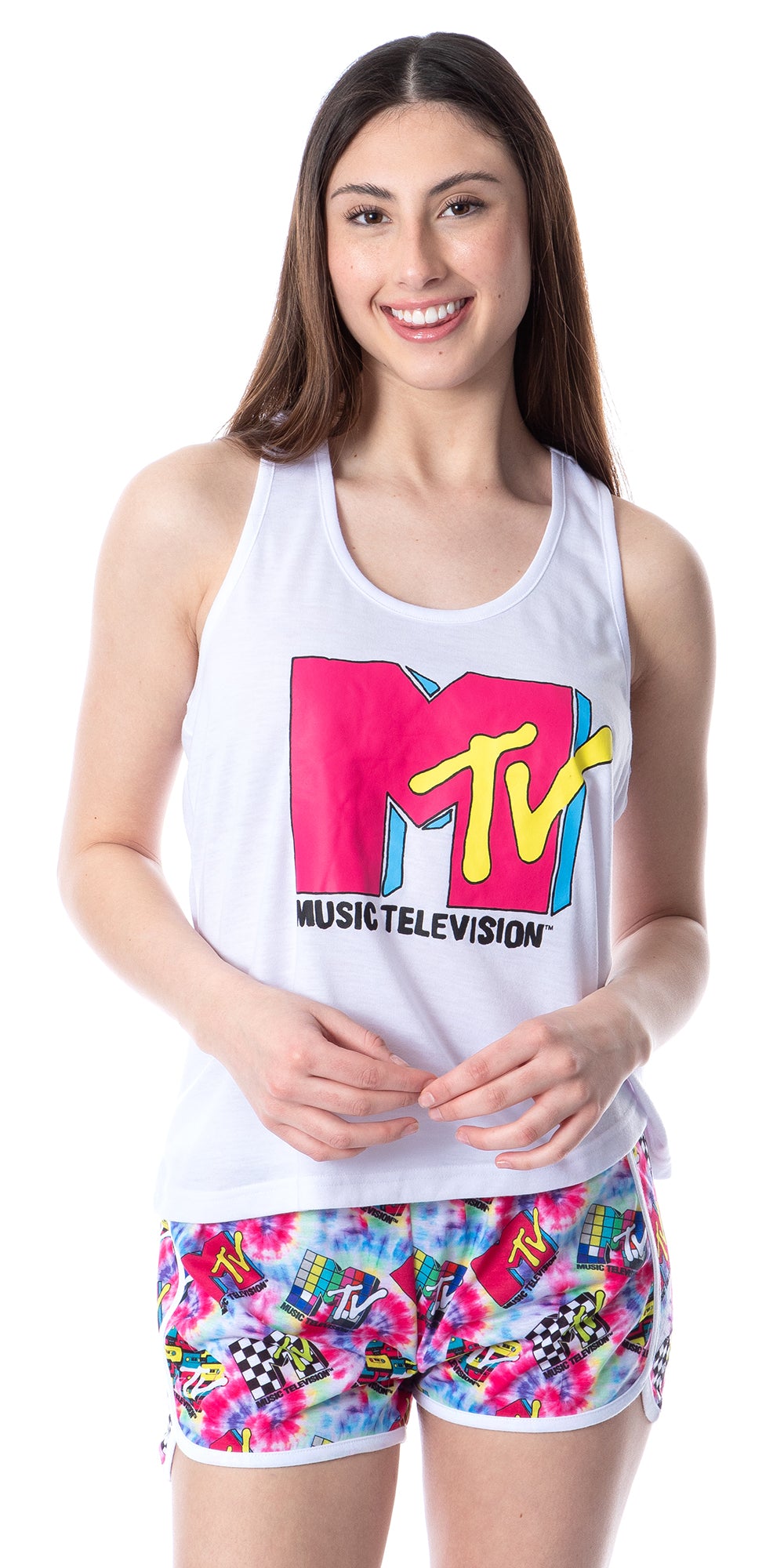 MTV Womens' Music Television Logo Sleep Pajama Set Short Tank Top