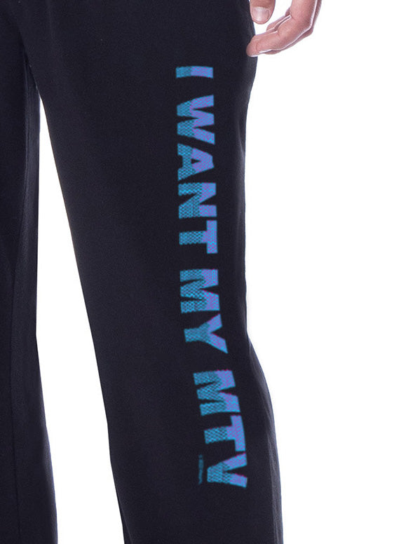 MTV Mens' Music Television Glitch Moonman '80s Logo Sleep Pajama Set