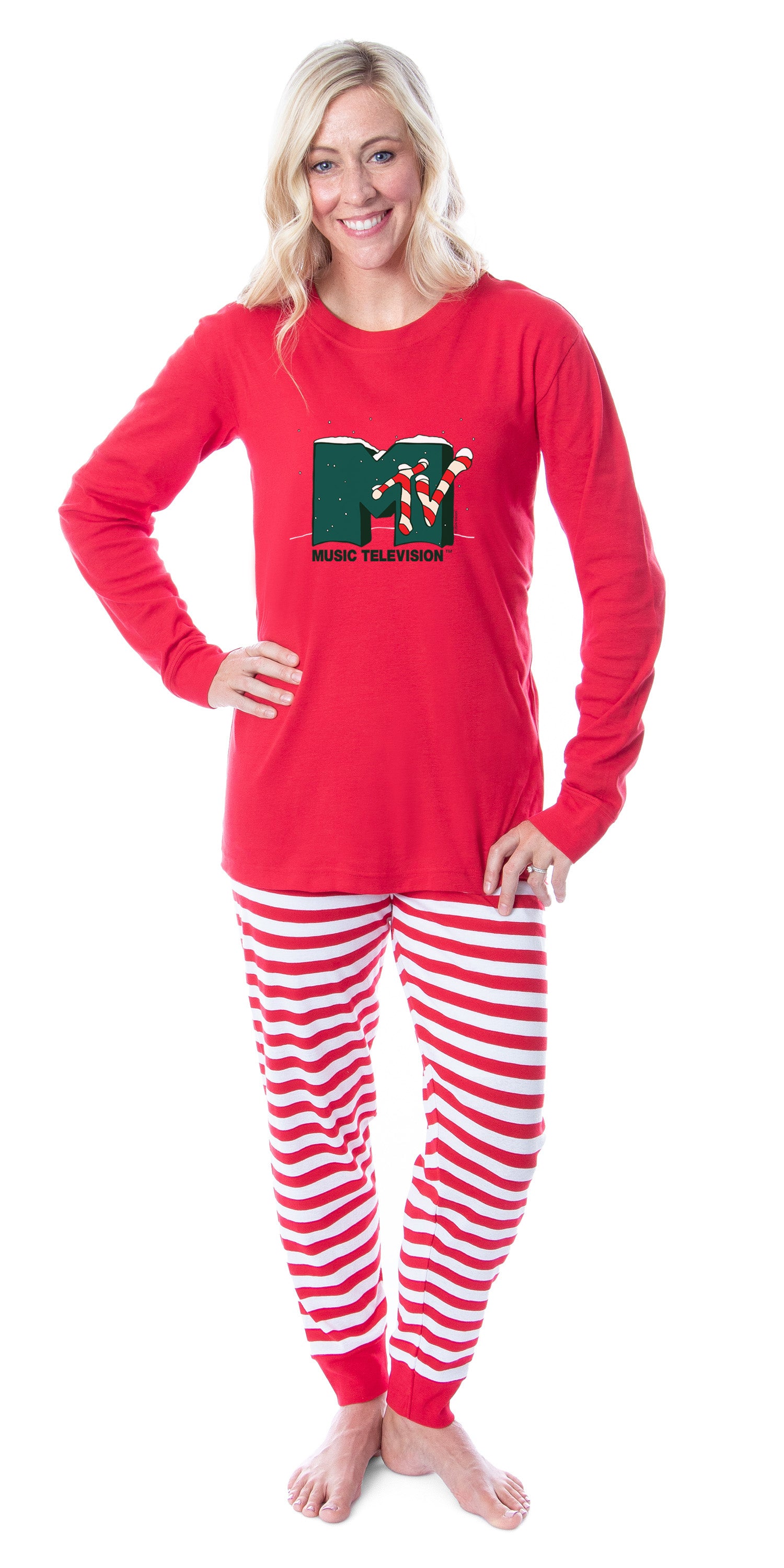 MTV Christmas Music Television Logo Tight Fit Family Pajama Set