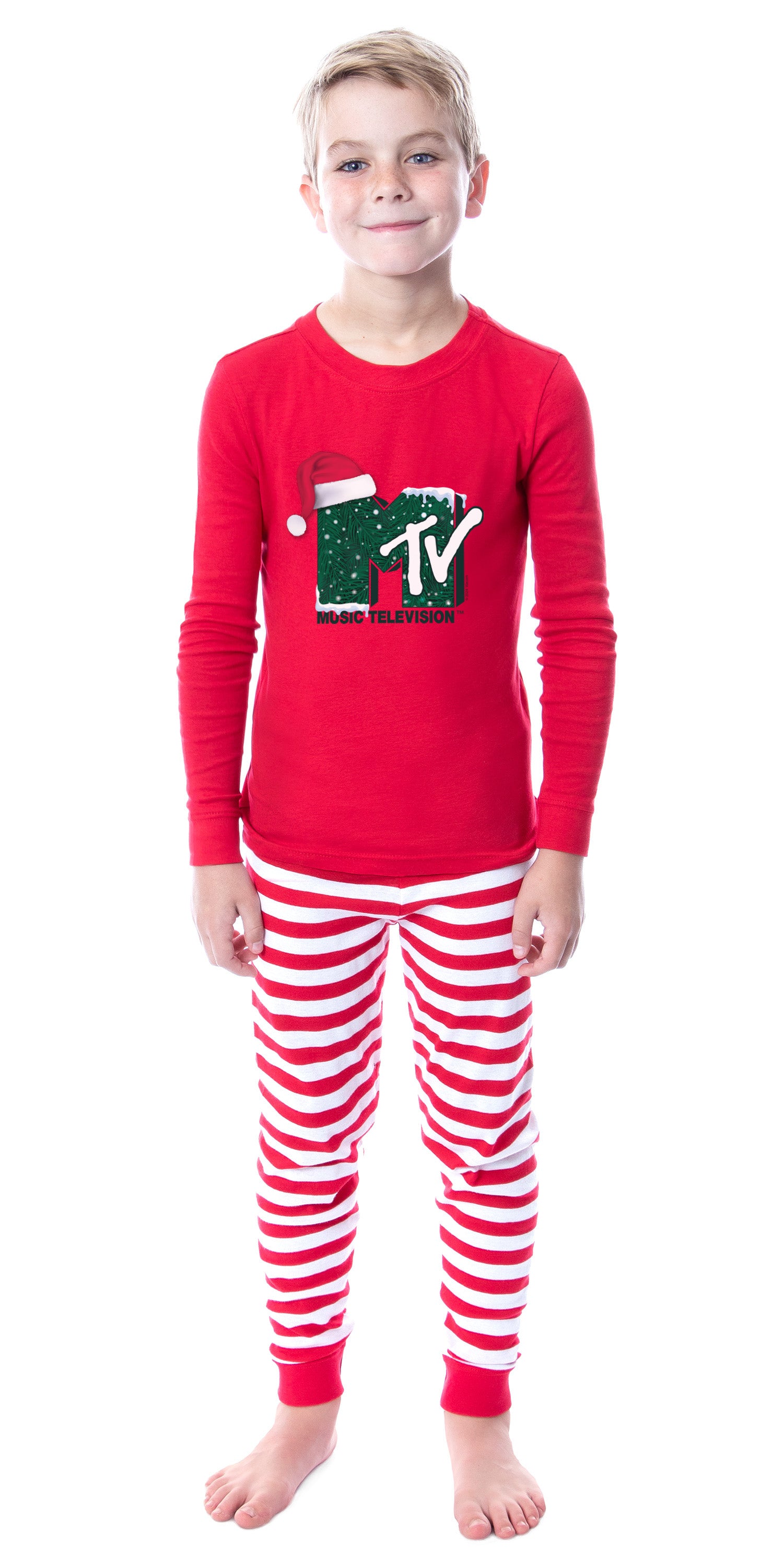 MTV Christmas Music Television Logo Tight Fit Family Pajama Set