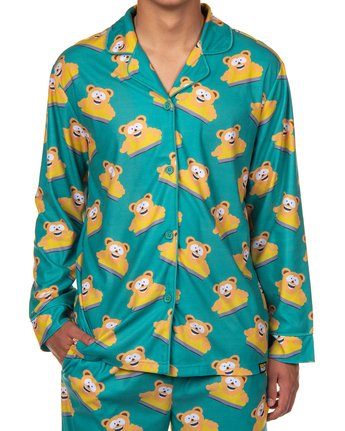 South Park Men's Wellington Bear Coat Front Pajama Set with Nightcap
