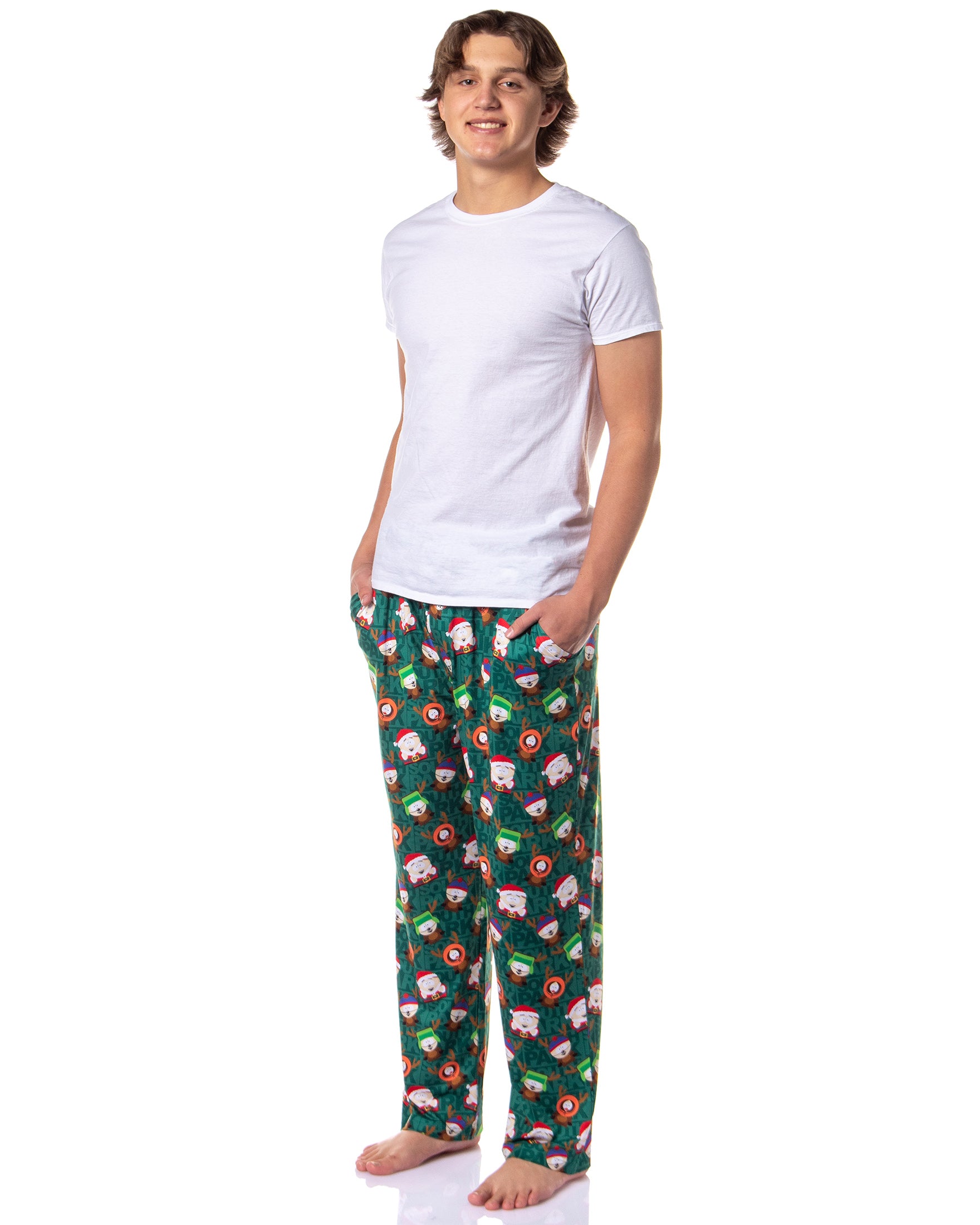 South Park Pajama Pants Men's Santa Cartman and Reindeer Lounge Bottoms