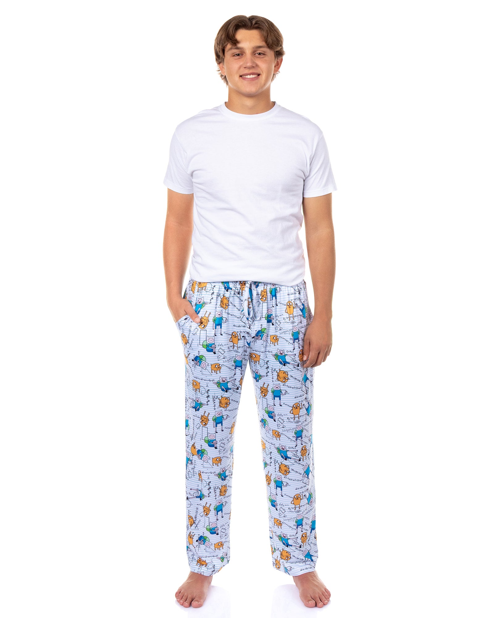 Adventure Time Pajama Pants Men's Finn and Jake Calculations Sleep Bottoms