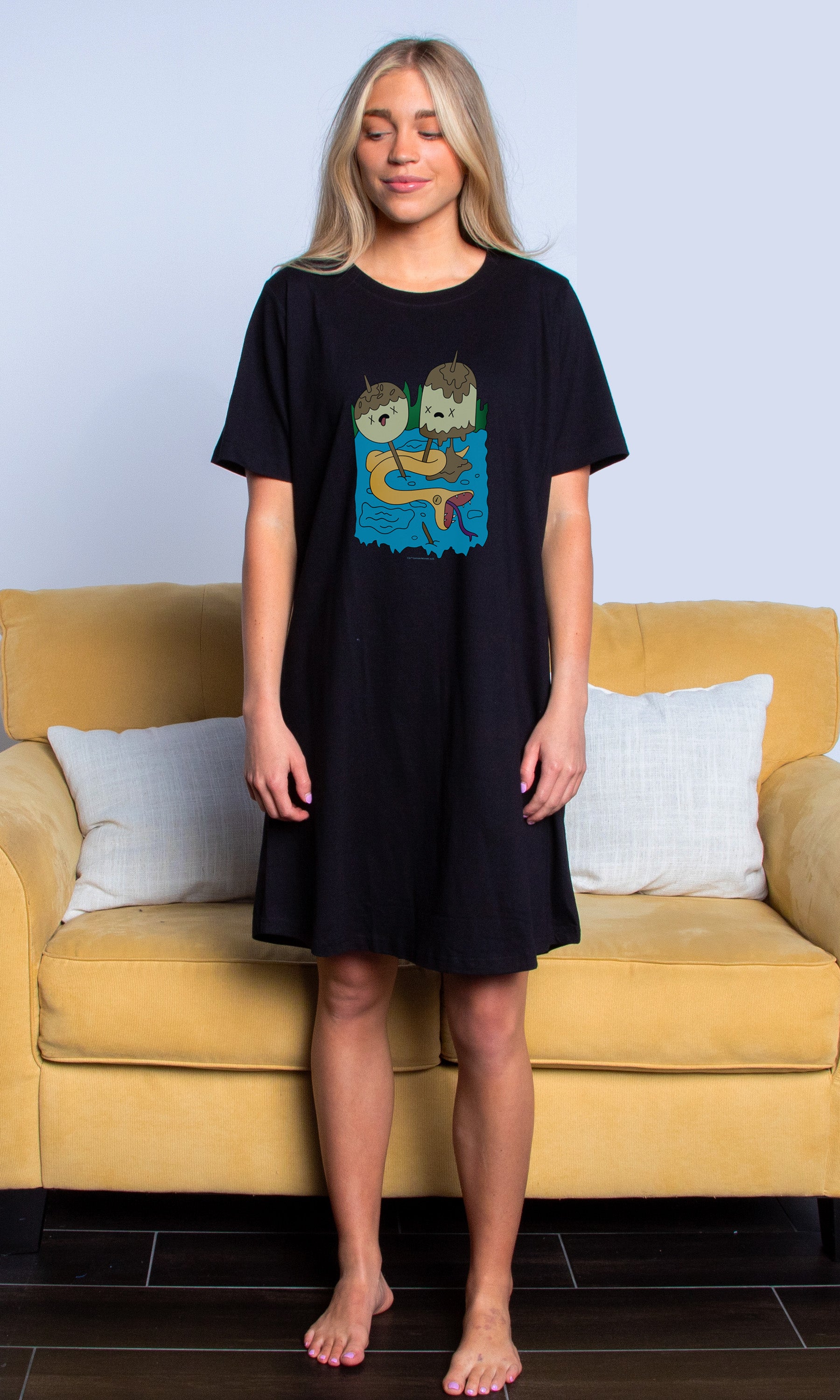 Adventure Time Women's Marceline's Rock Shirt Pajama Dorm Sleep Shirt Nightgown