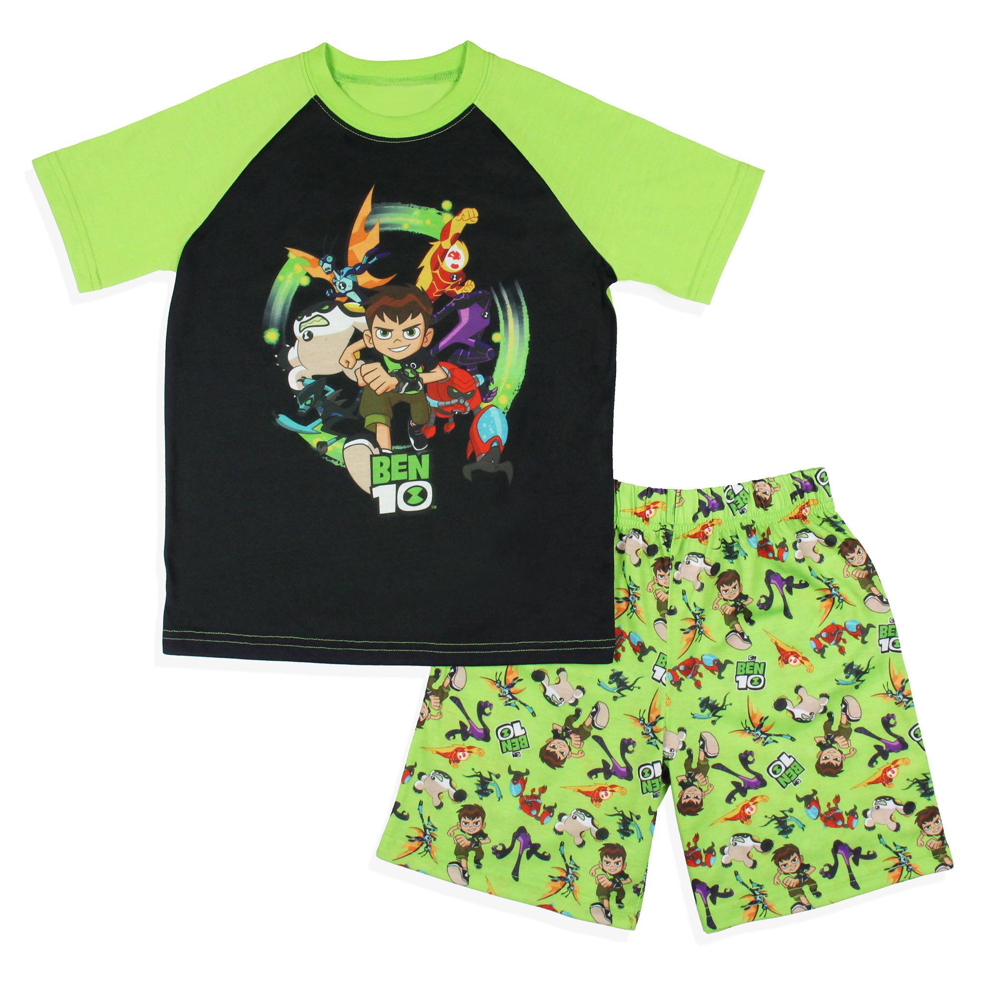 Ben 10 Boys' Cartoon Omnitrix Characters Aliens Sleep Pajama Set Shorts
