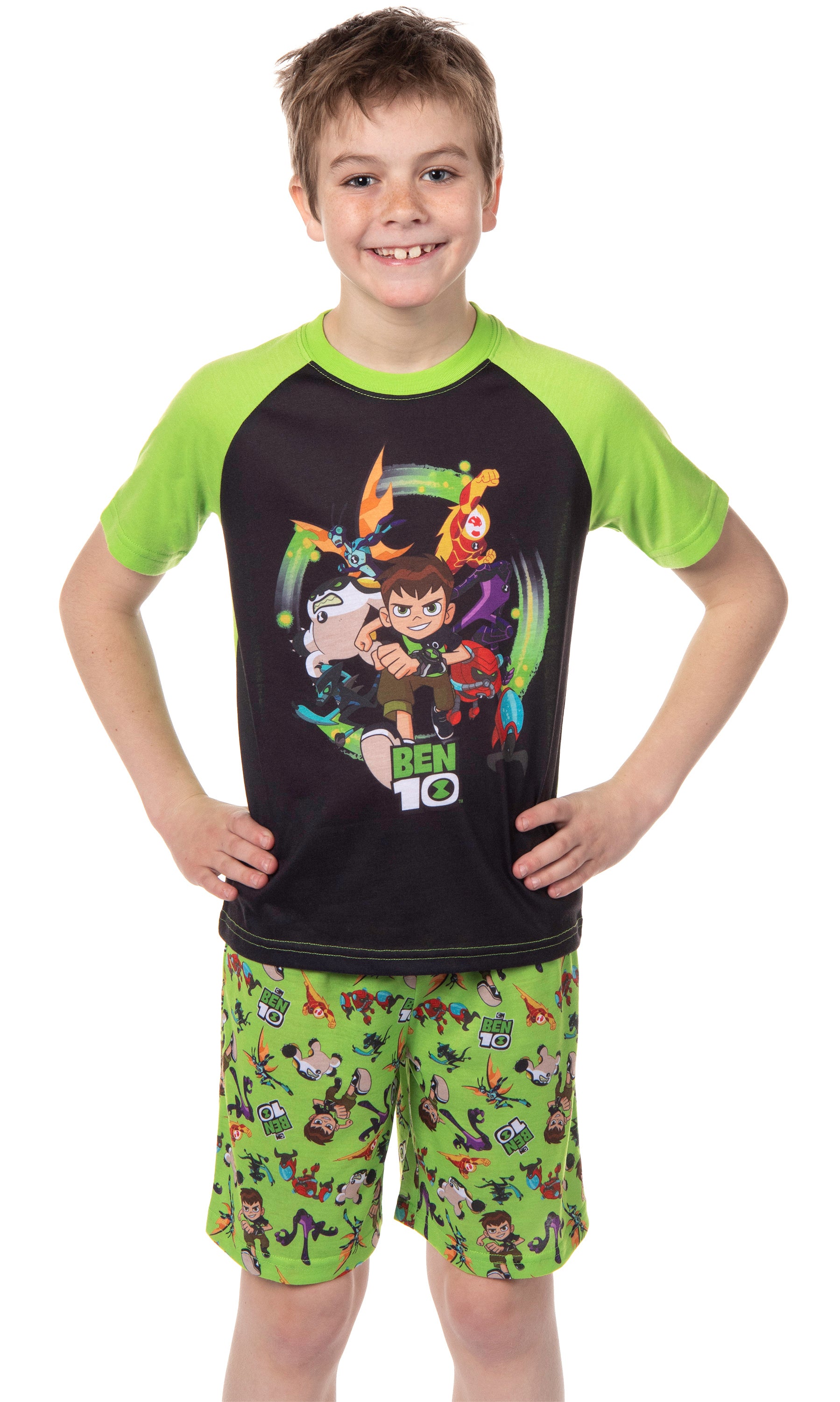 Ben 10 Boys' Cartoon Omnitrix Characters Aliens Sleep Pajama Set Shorts