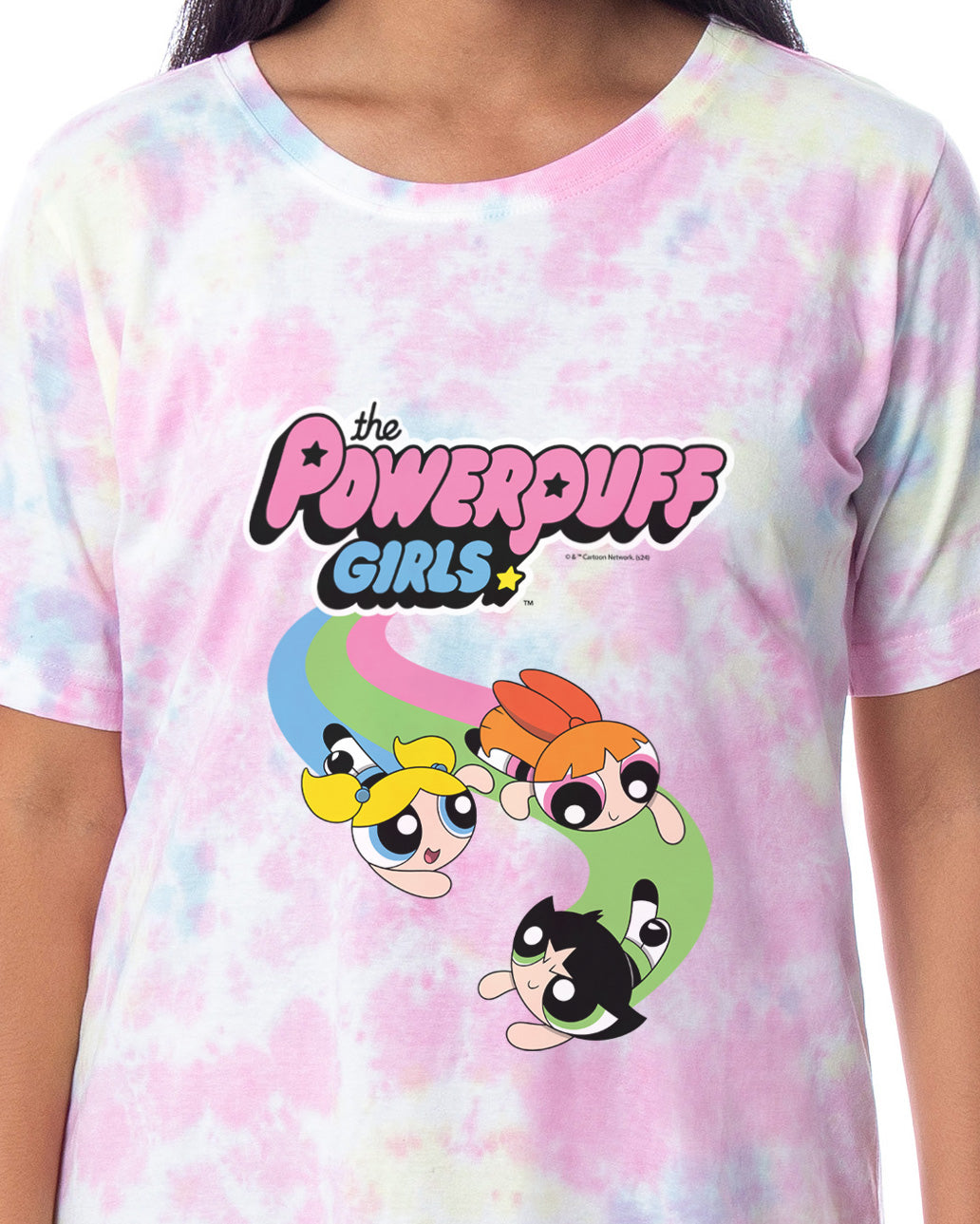 The Powerpuff Girls Women's TV Show Tie-Dye Nightgown Pajama Shirt Dress