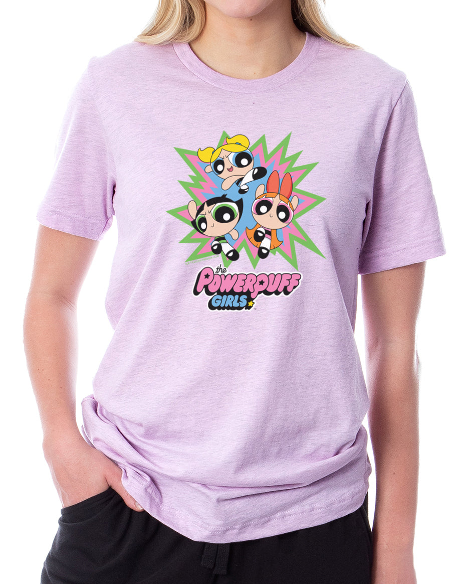 The Powerpuff Girls Women's TV Show Logo Sleep Crewneck Pants Pajama Set For Adults