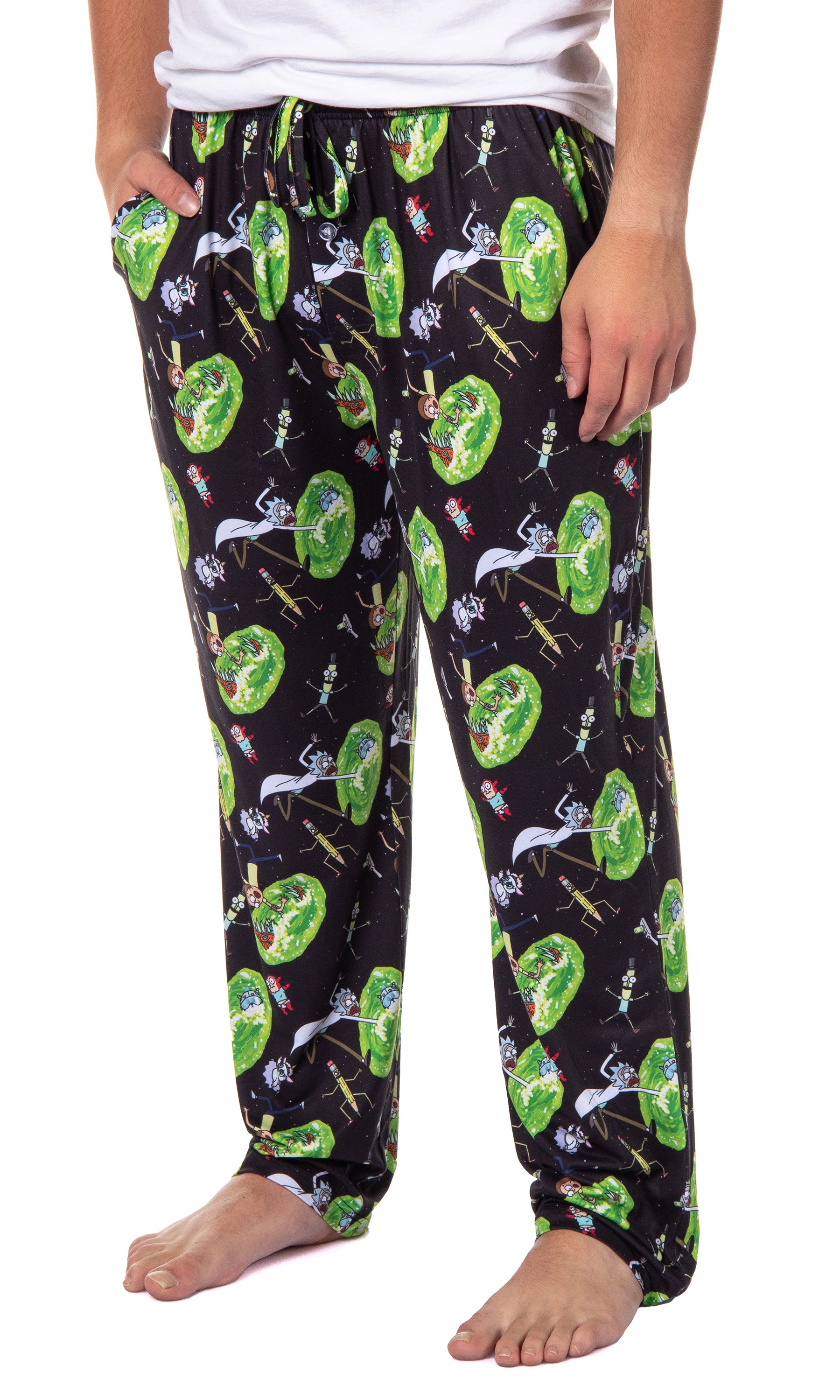 Rick and Morty Mens' TV Show Series Portal Tossed Print Sleep Pajama Pants