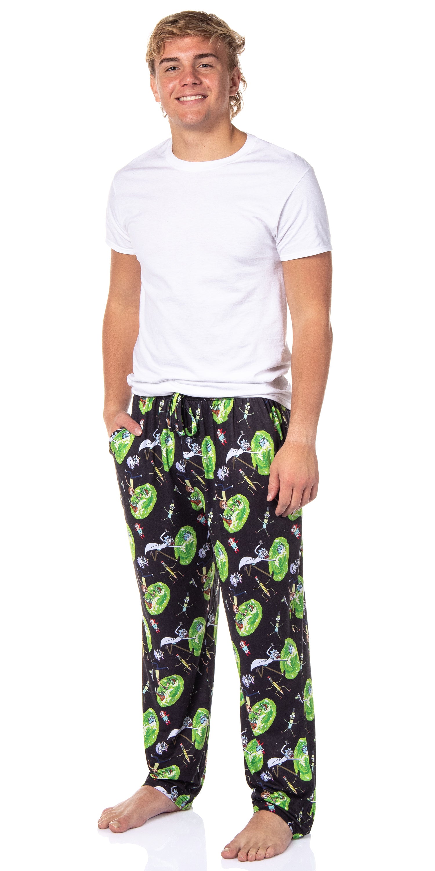 Rick and Morty Mens' TV Show Series Portal Tossed Print Sleep Pajama Pants