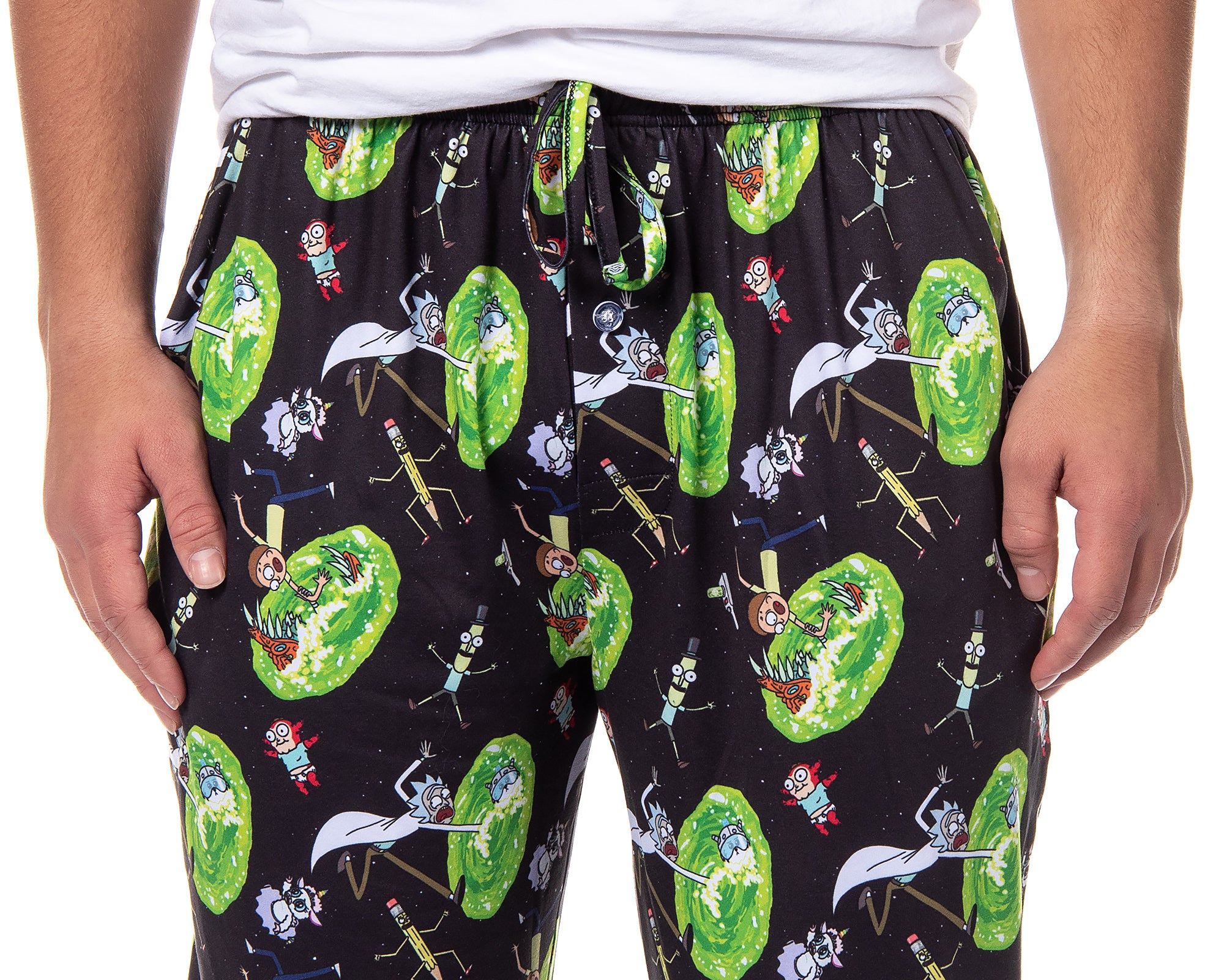 Rick and Morty Mens' TV Show Series Portal Tossed Print Sleep Pajama Pants