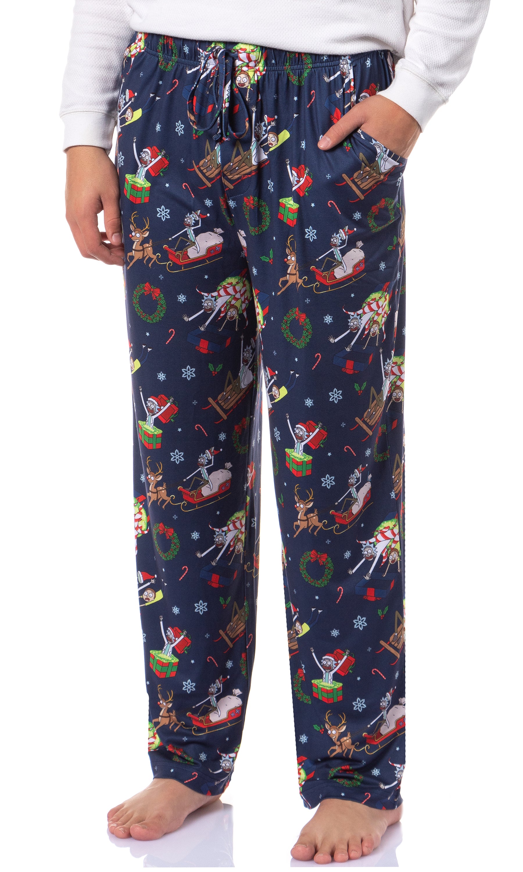 Rick and Morty Men's Christmas Sleep Tossed Print Pajama Pants